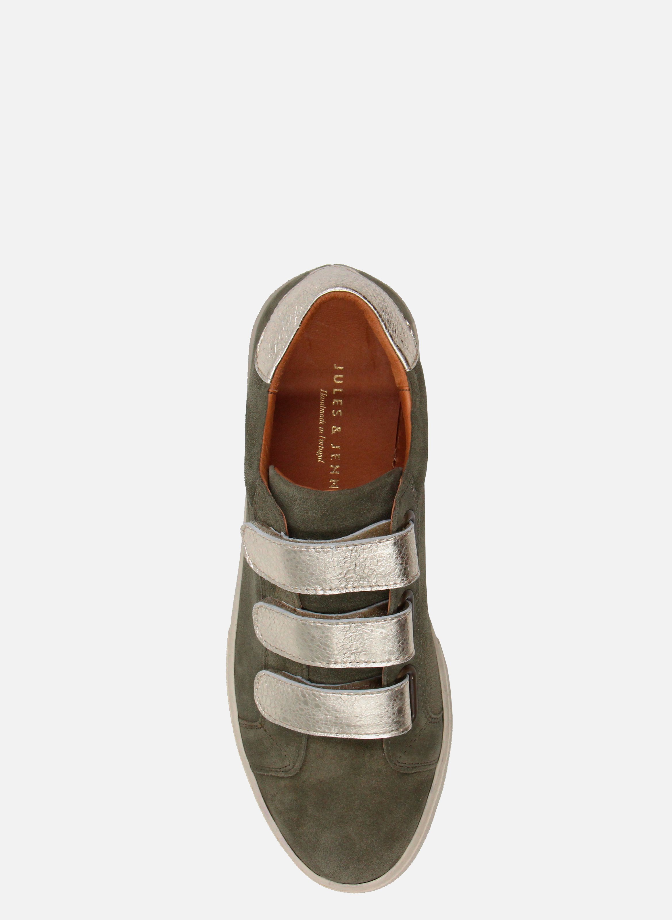 Baskets à scratch cuir daim JULES & JENN Vert