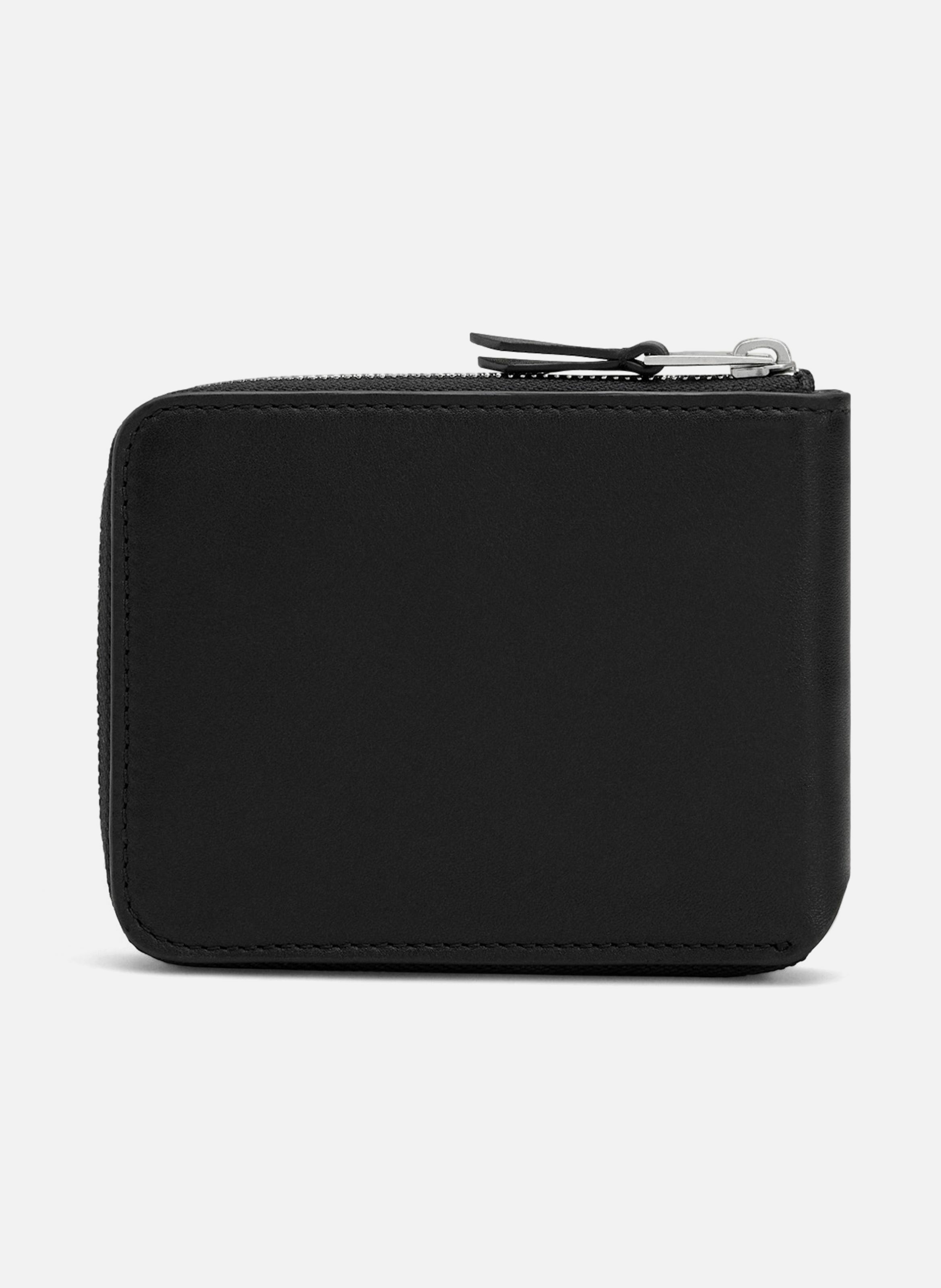 Portefeuille compact ami de coeur en cuir lisse unisexe AMI PARIS Noir