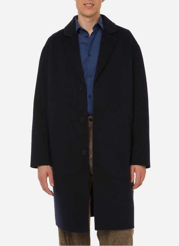 Manteau droit Camel en laine Bleu by SAISON 1865 SAISON 1865 Manteau droit Camel en laine Bleu