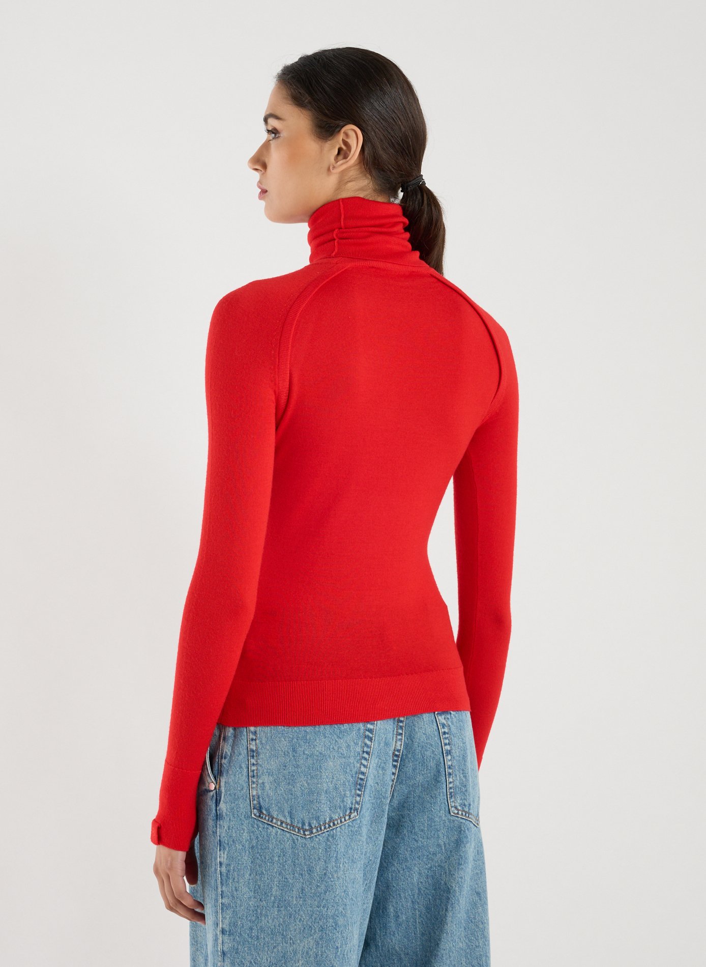 Pull col roulé en laine VICTORIA BECKHAM Rouge
