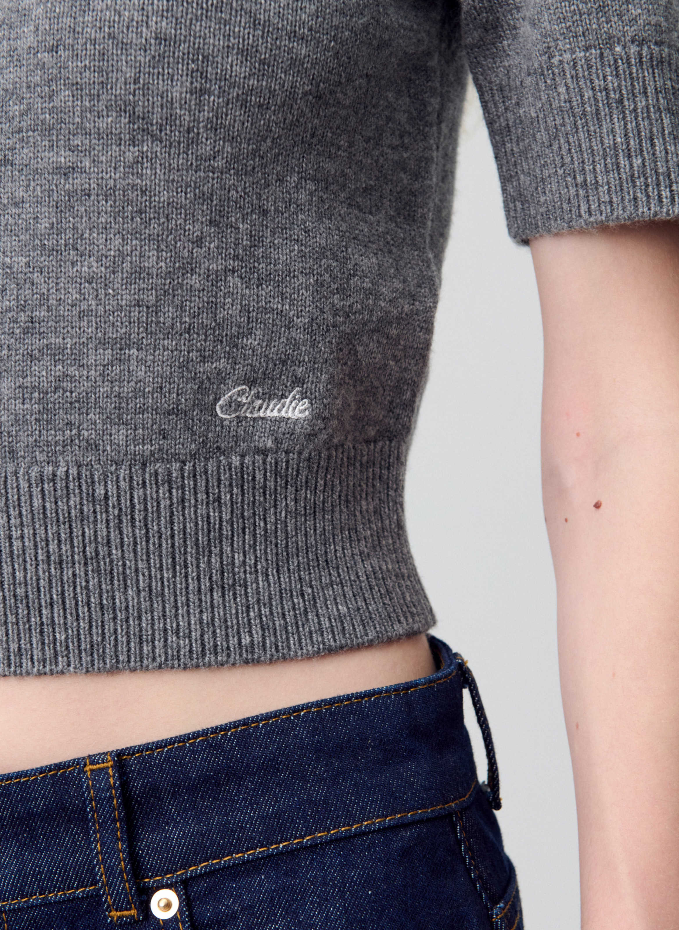 Top court col tailleur en laine mélangée madona CLAUDIE PIERLOT Gris