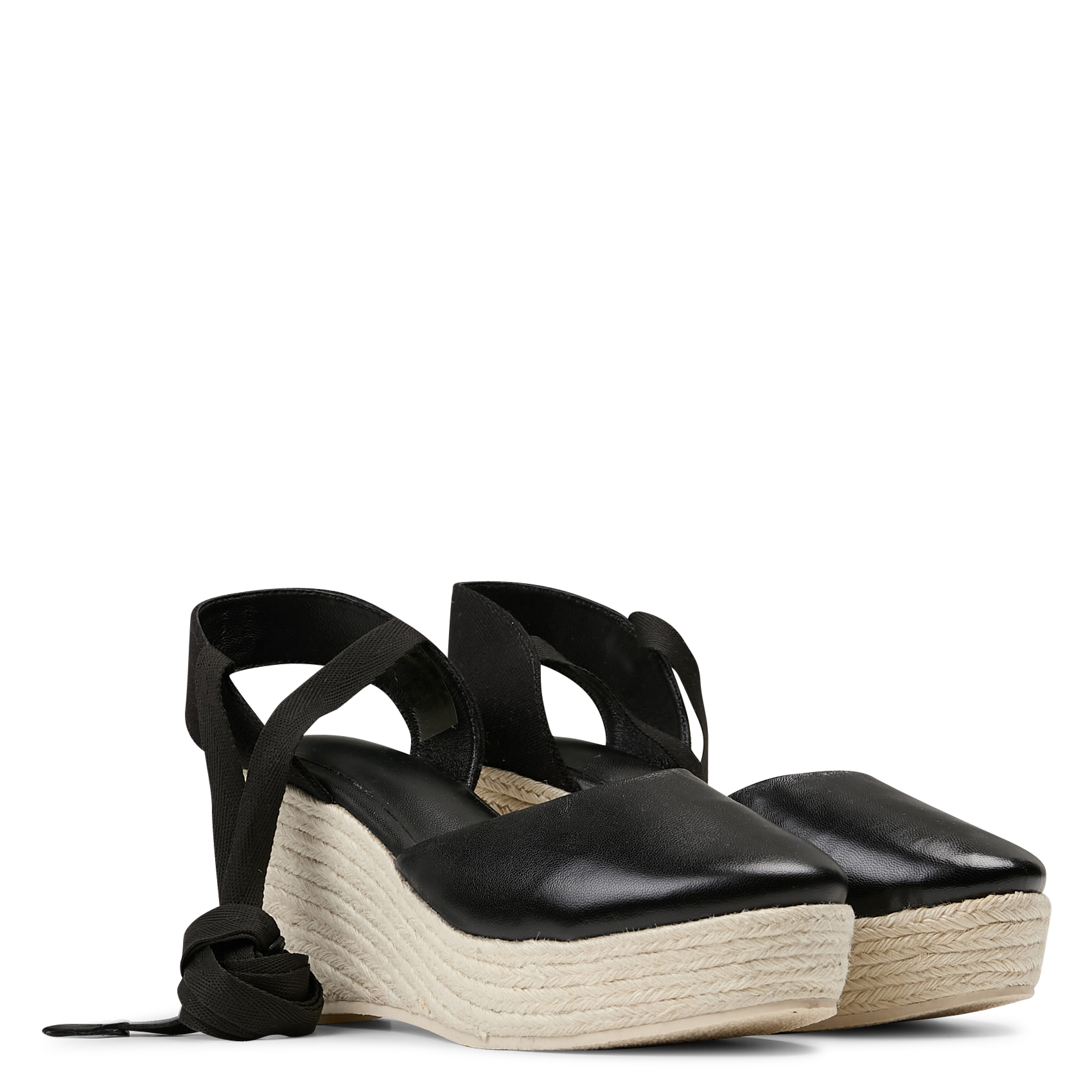 Espadrilles à talon en cuir mélangé IKKS Noir