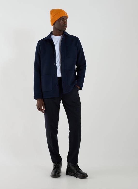 Jacket with classic collar in wool blend | Blue by LES DEUX Jacket with classic collar in wool blend Blue