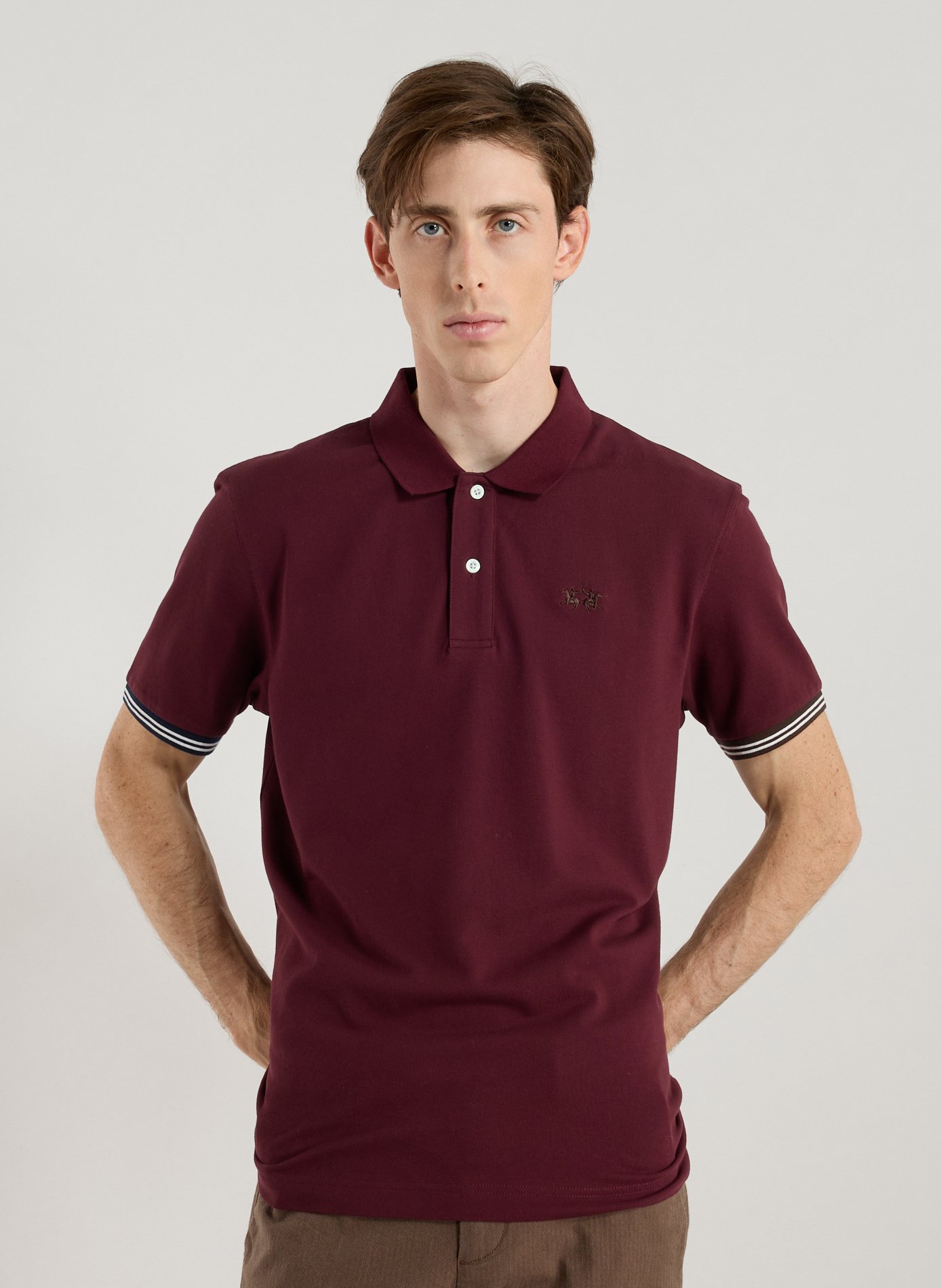 LA MARTINA Polo droit en coton mélangé Rouge