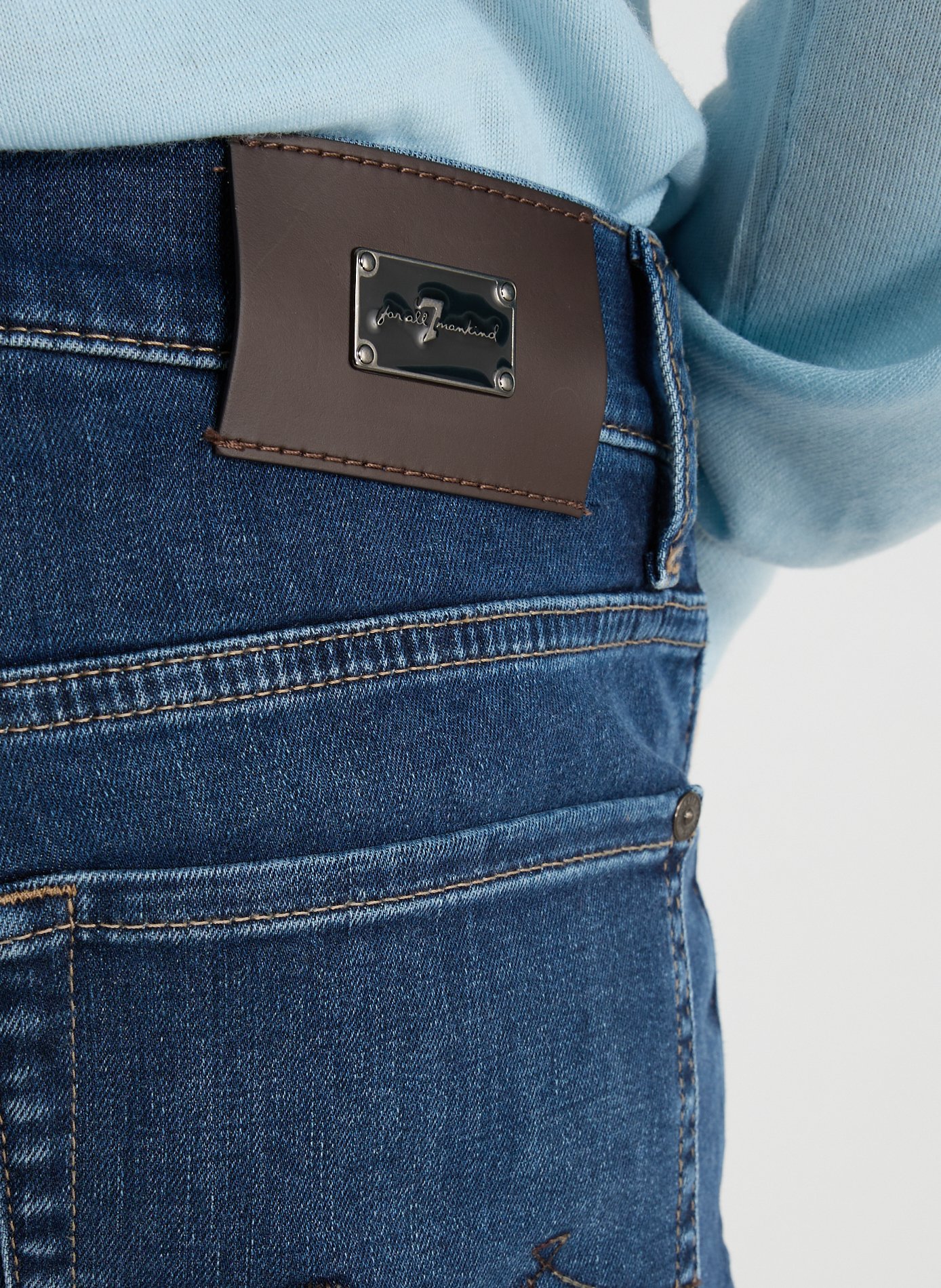 Cotton-blend slim-fit jeans 7 FOR ALL MANKIND Blue