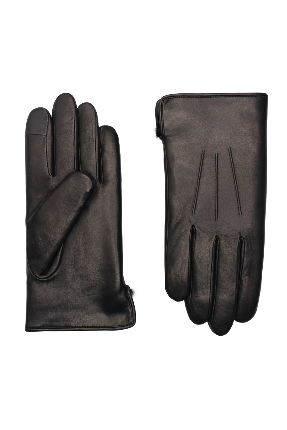 AGNELLE Gants rabbit homme cuir doublés lapin Noir