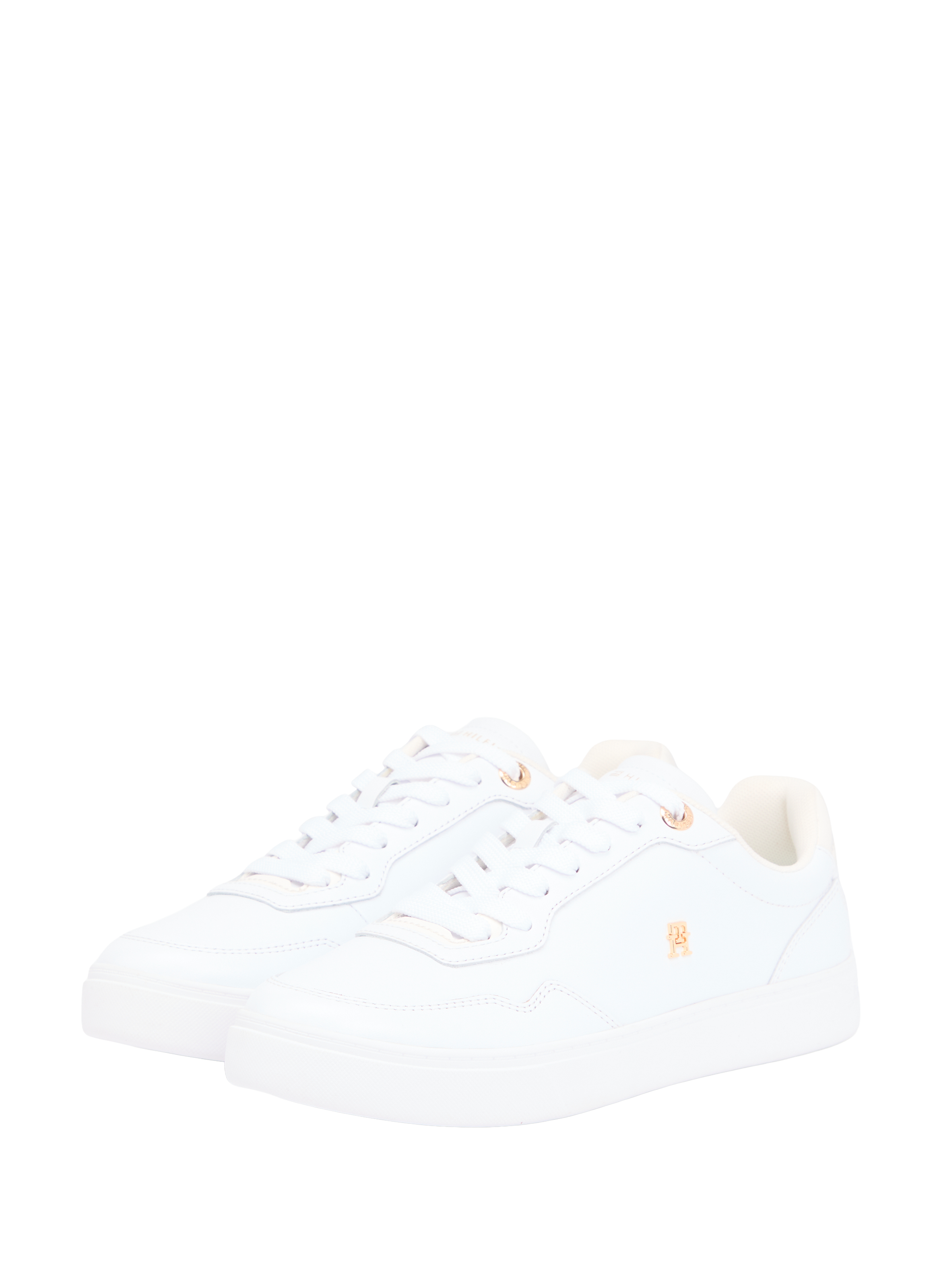 Low leather sneaker with laces TOMMY HILFIGER White
