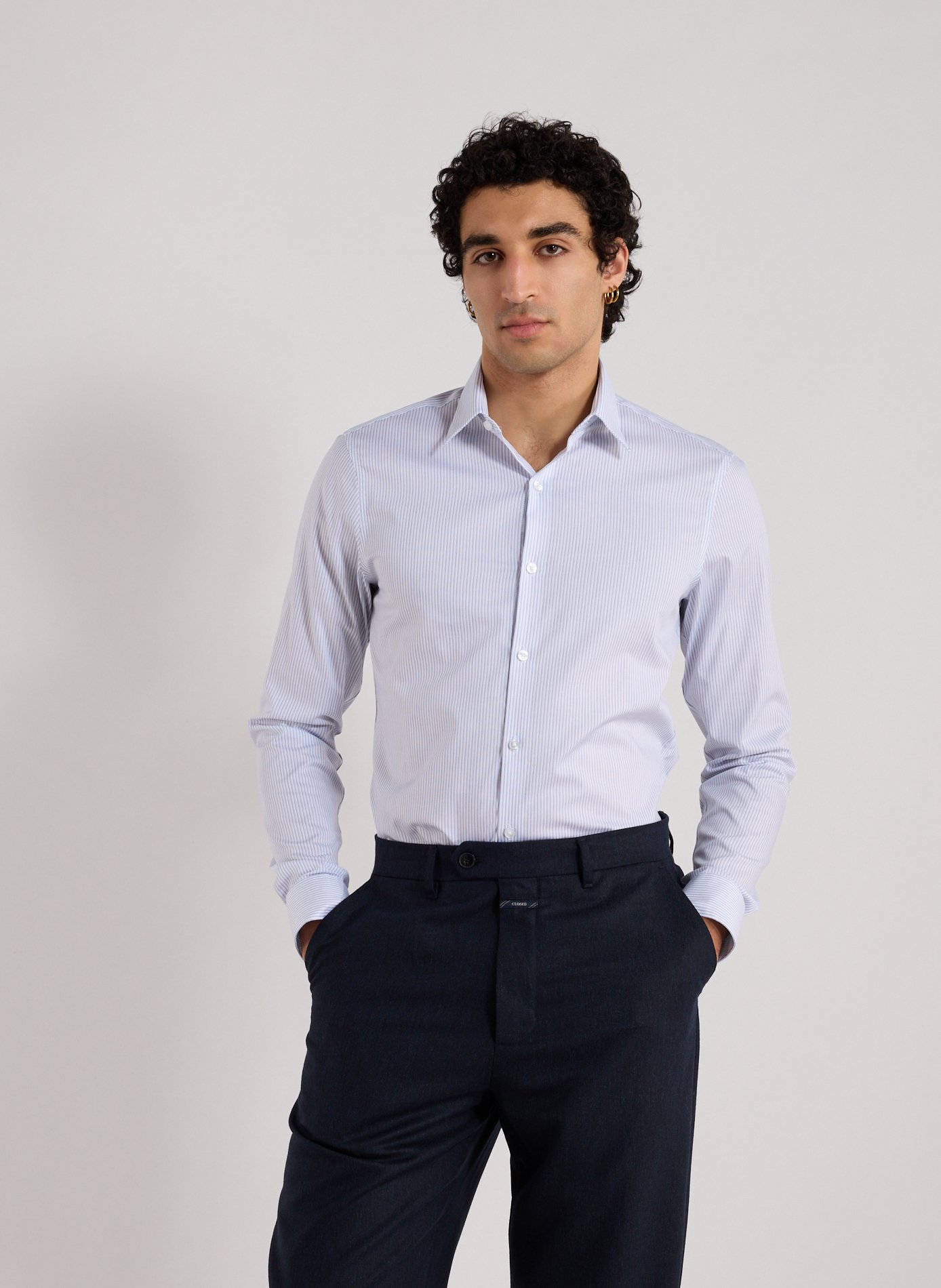 CALVIN KLEIN Slim cotton-blend shirt White