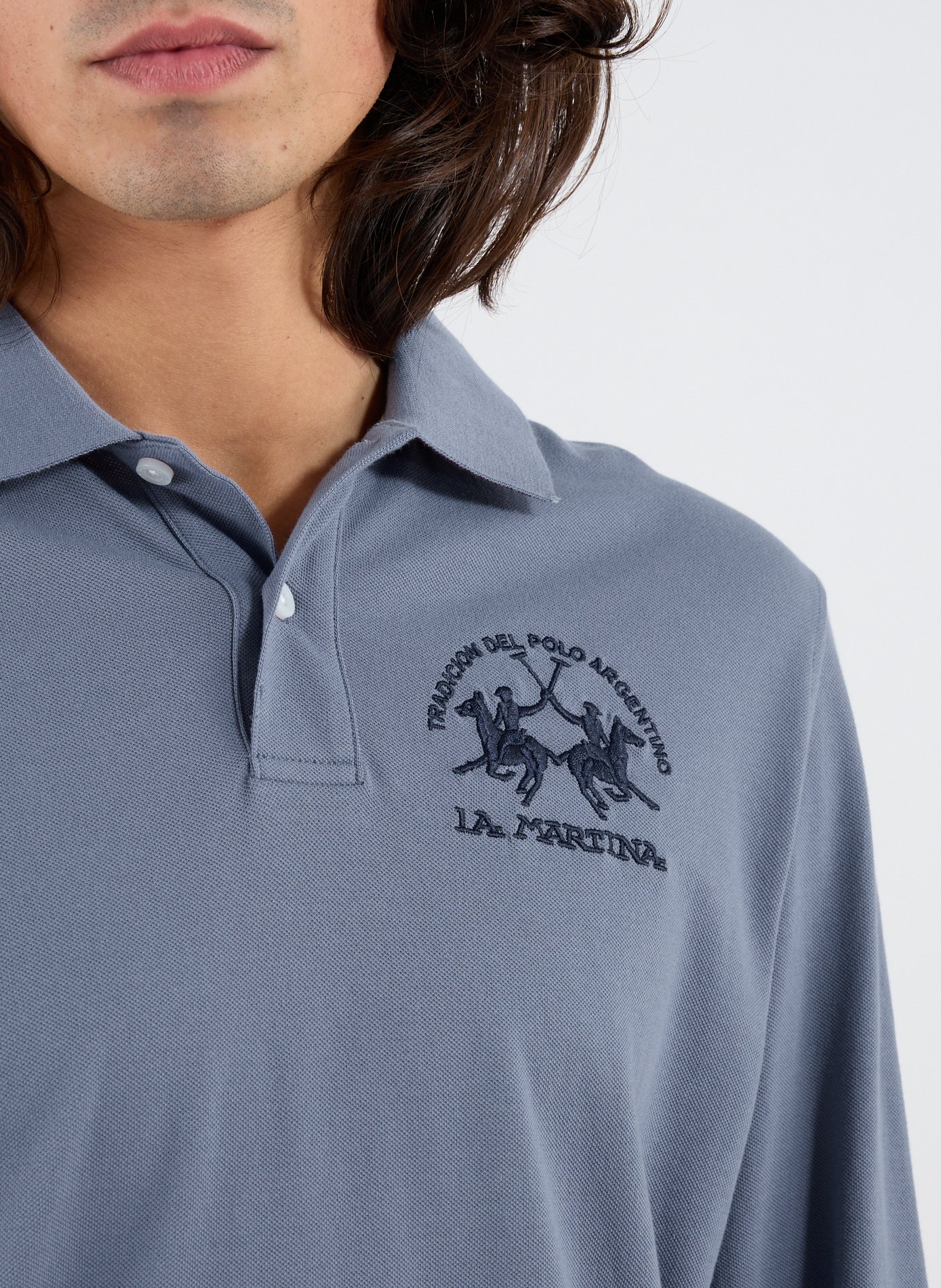 Polo à manches longues en coton mélangé LA MARTINA Bleu