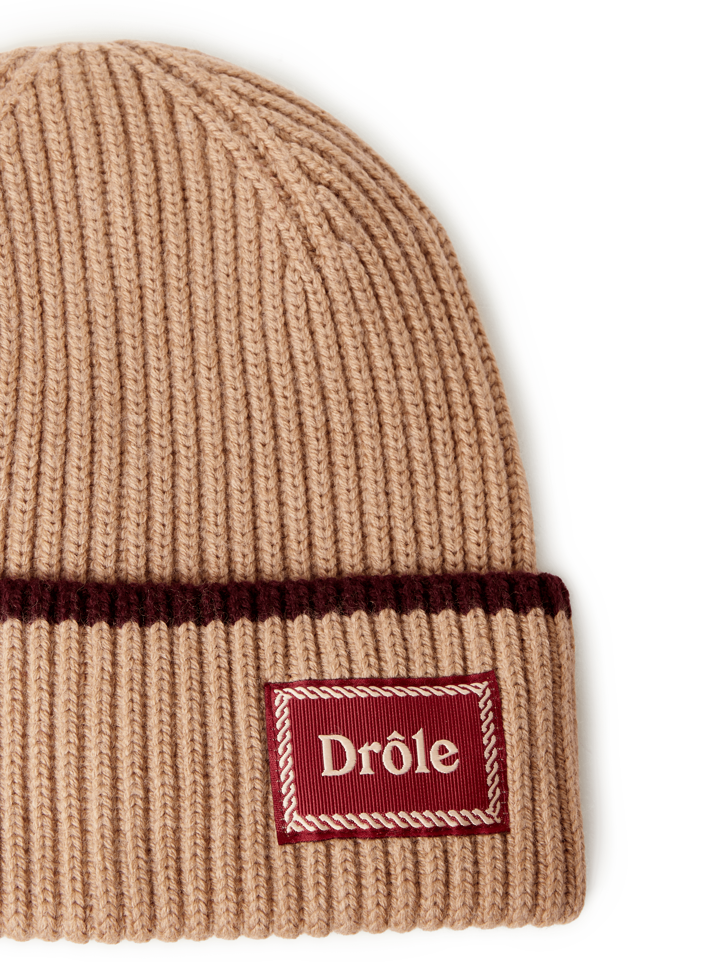 Ribbed Merino Wool Beanie DROLE DE MONSIEUR Beige