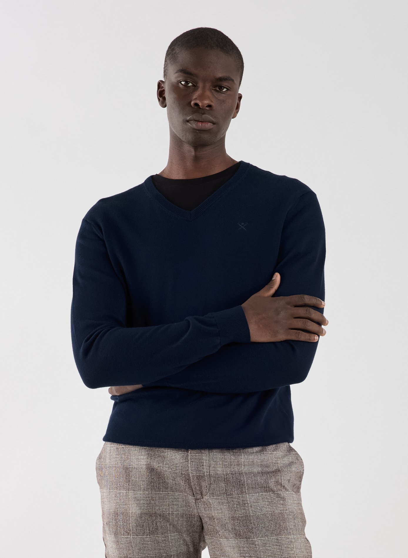 Cotton V-neck jumper HACKETT Blue