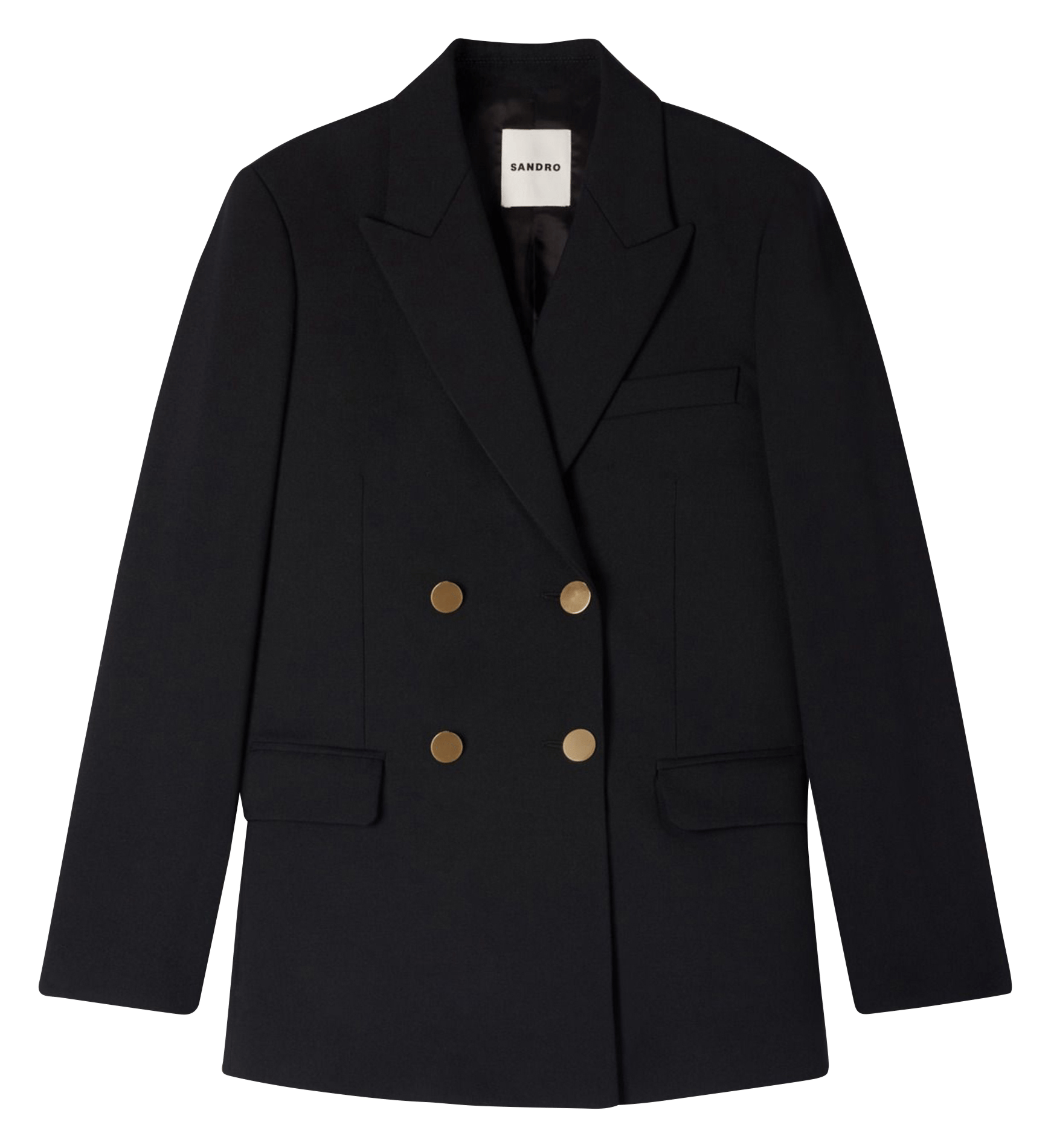 Veste cintrée col tailleur en laine SANDRO Noir