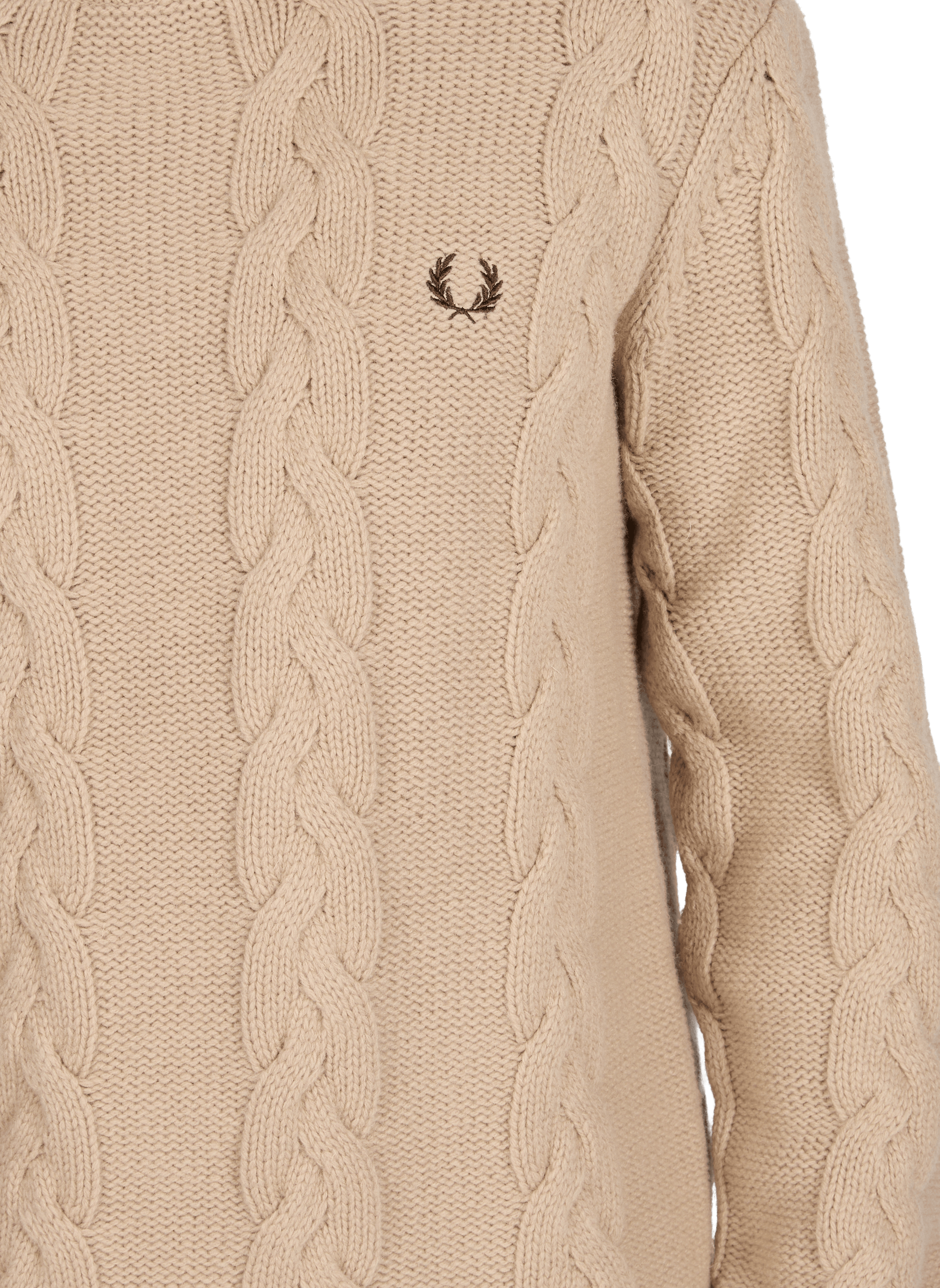 Pull mailles à col rond en coton FRED PERRY Beige