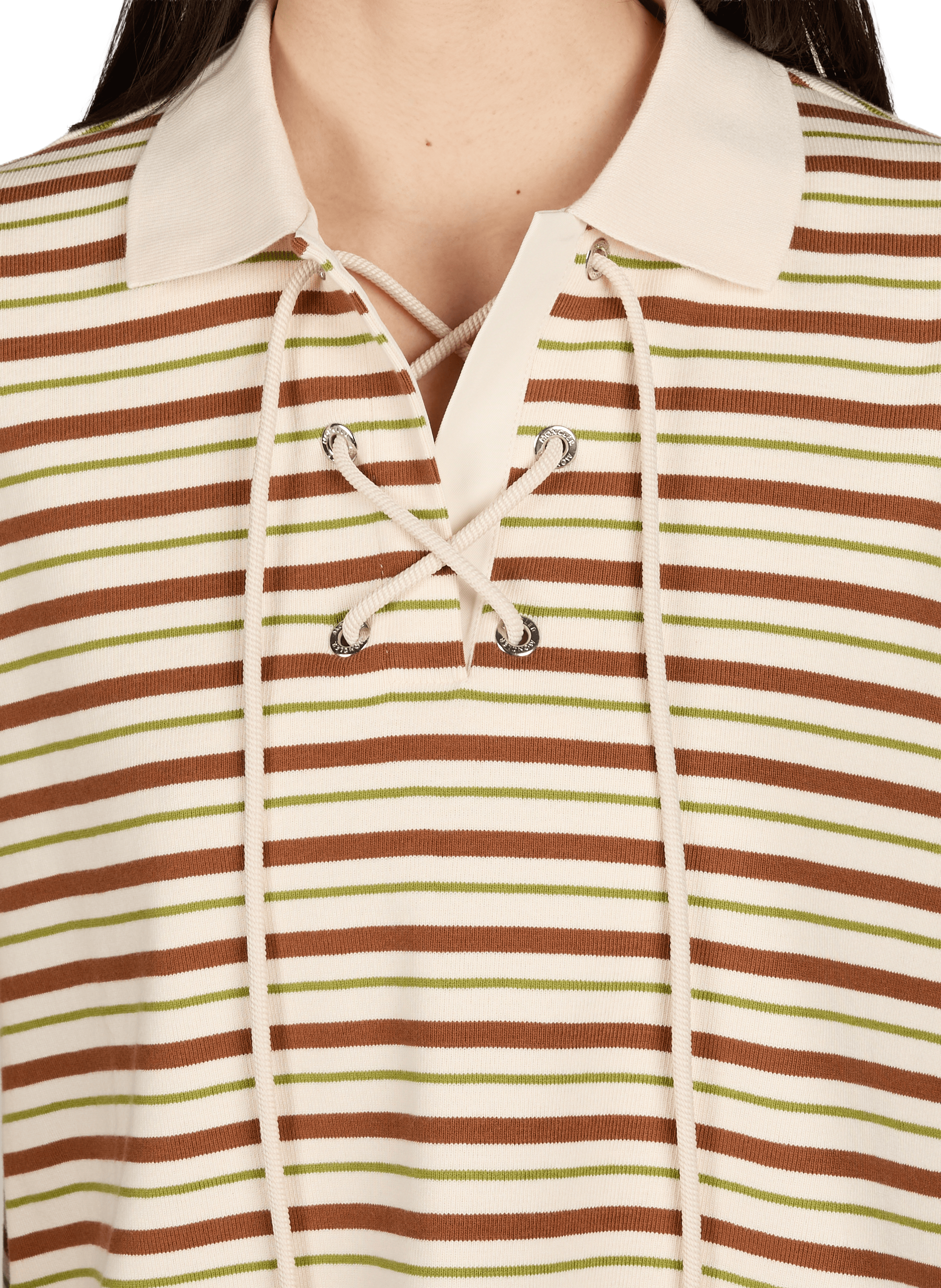 Polo manches courtes à rayures en coton MONCLER Beige