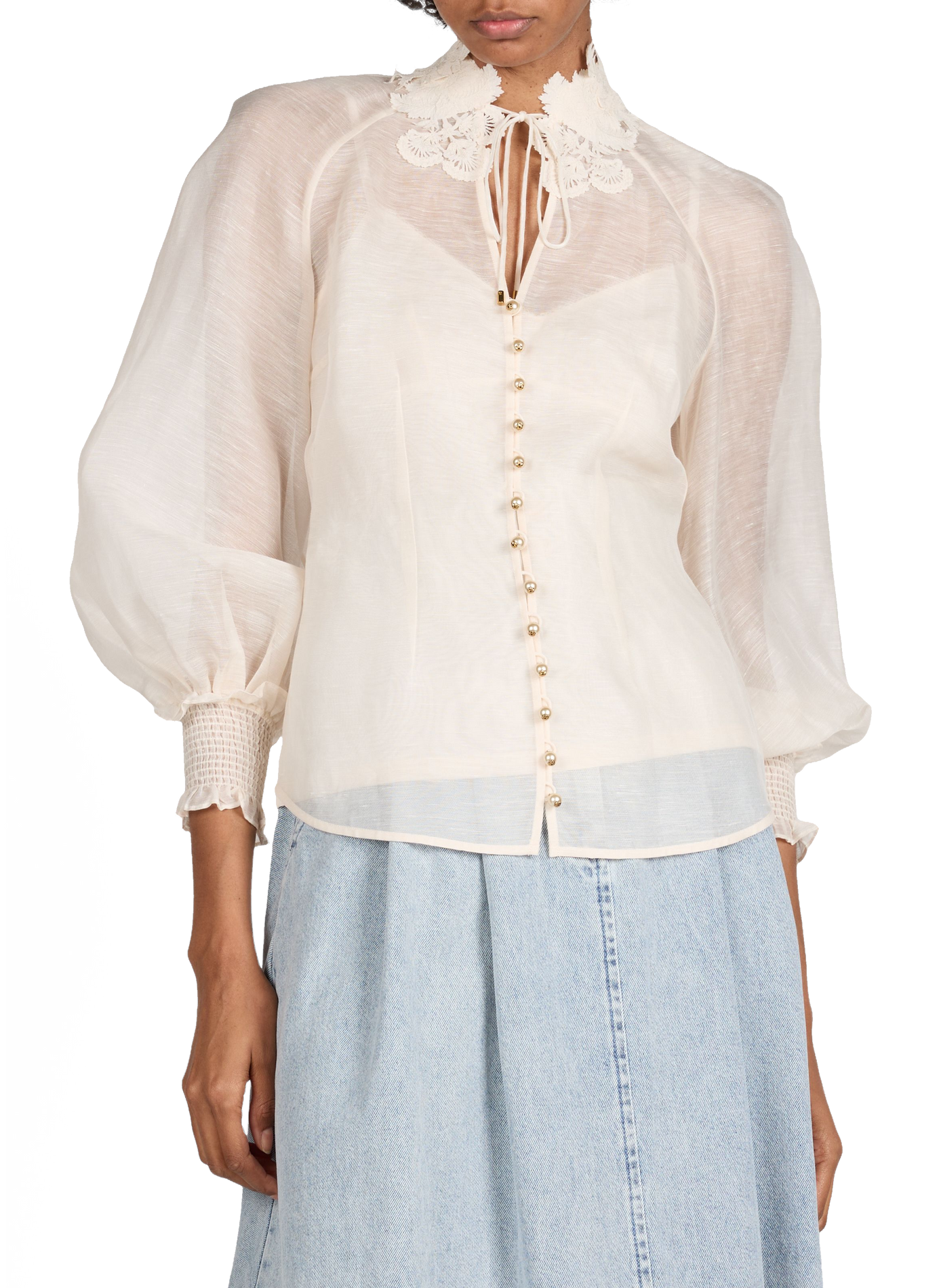Blouse en lin et soie  ZIMMERMANN Blanc