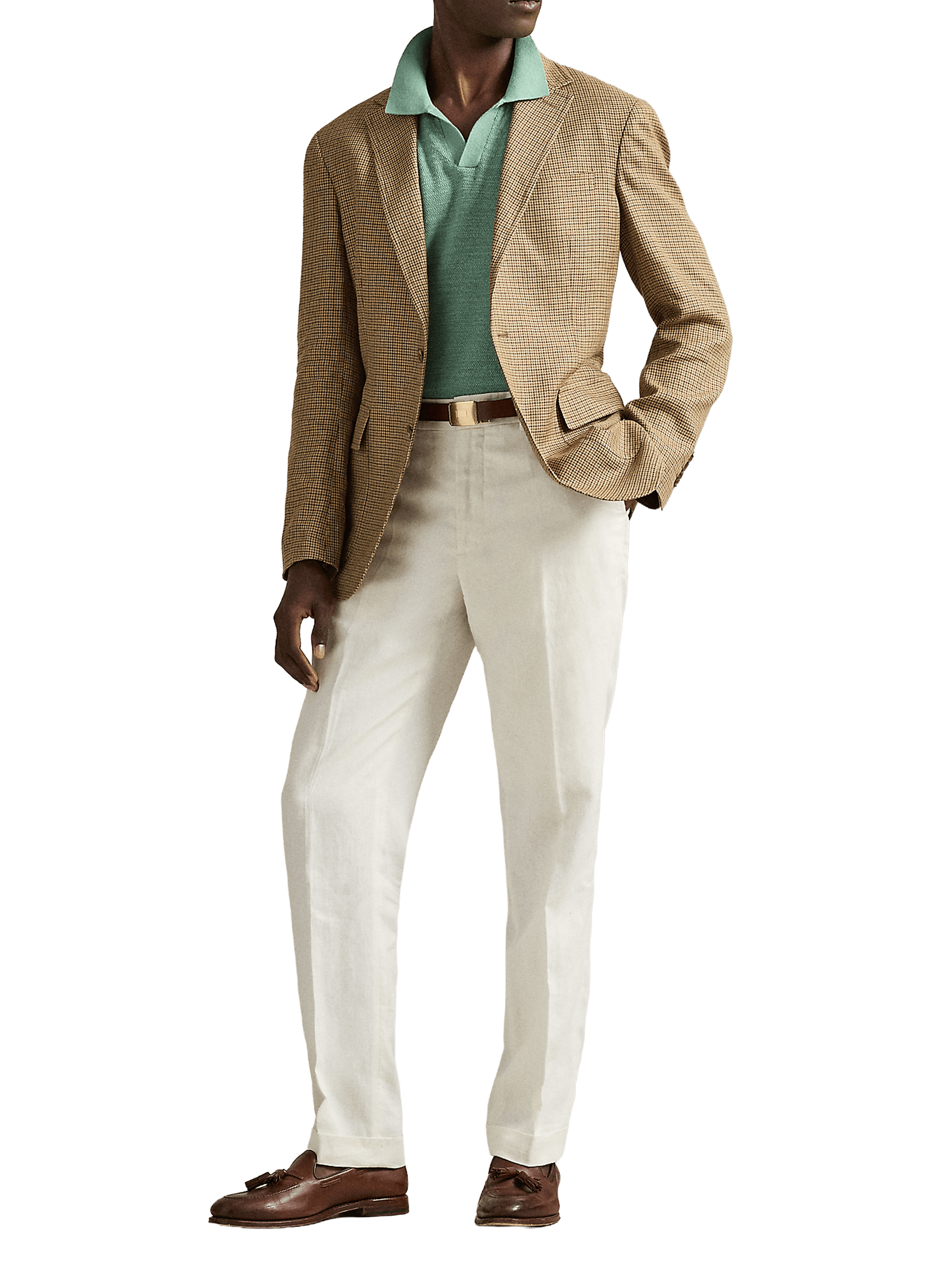 Checked Linen Blend Blazer POLO RALPH LAUREN Beige