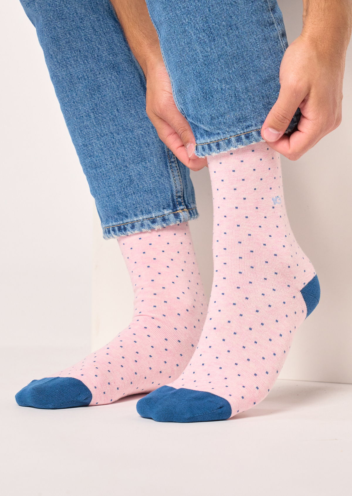 Chaussettes en coton peigné à pois BILLYBELT Rose