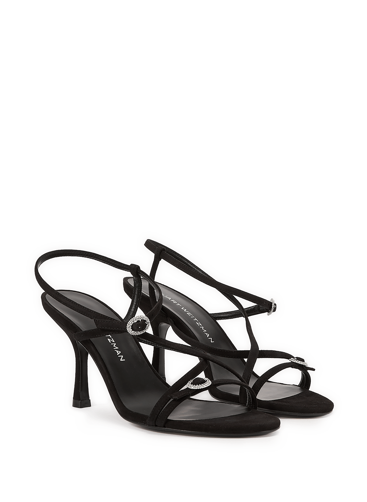 Strappy 85 leather heeled sandals STUART WEITZMAN Black