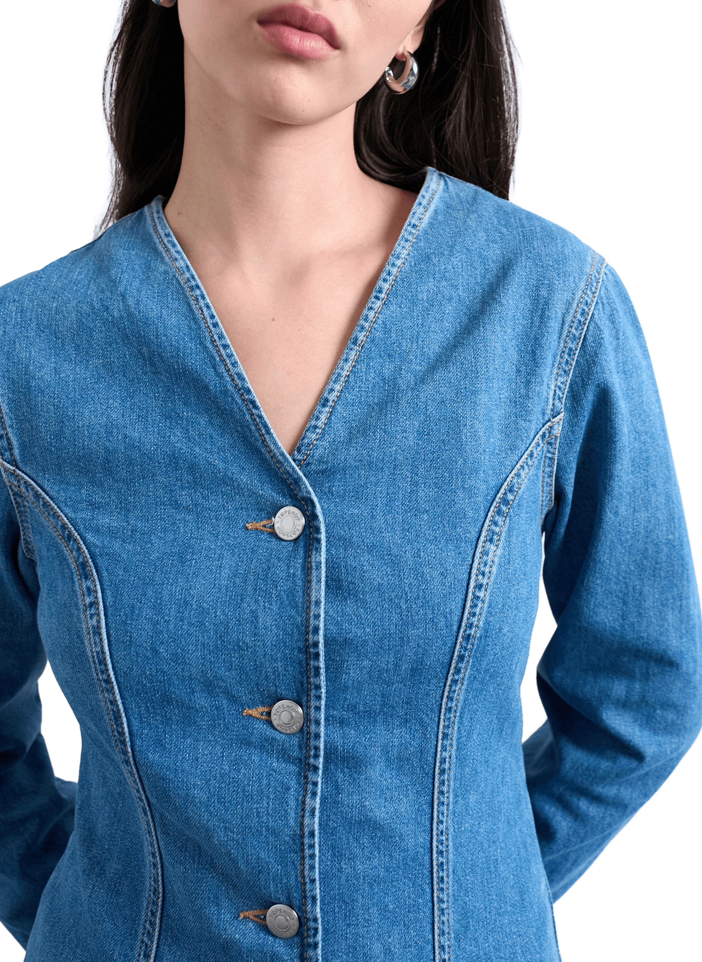 Cotton denim shirt TOPSHOP Blue