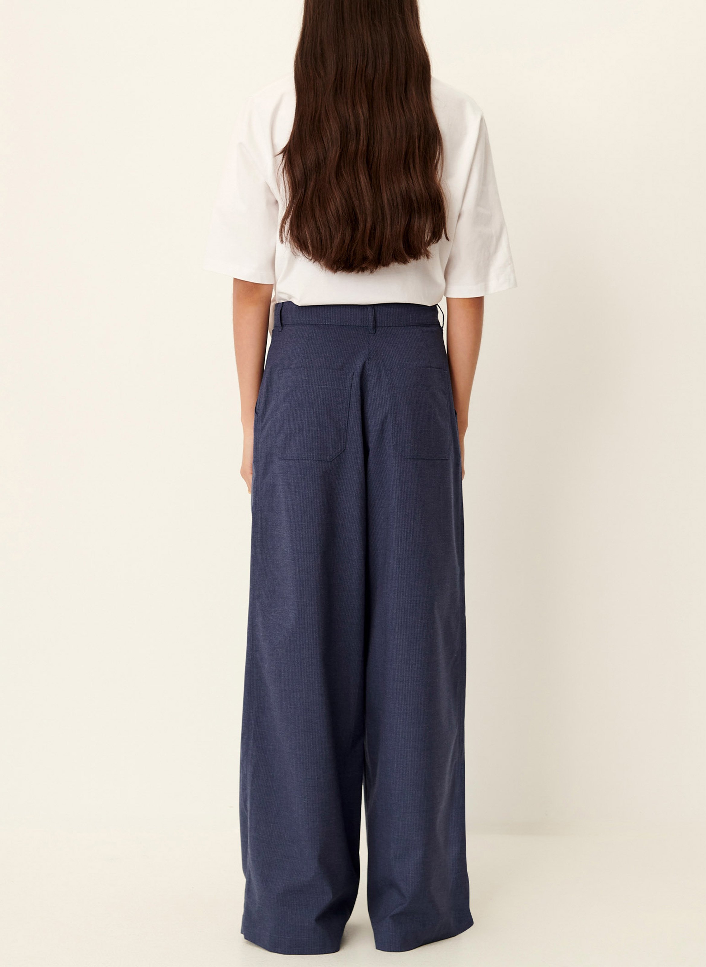 Pantalon large en lin mélangé dasum SESSUN Bleu