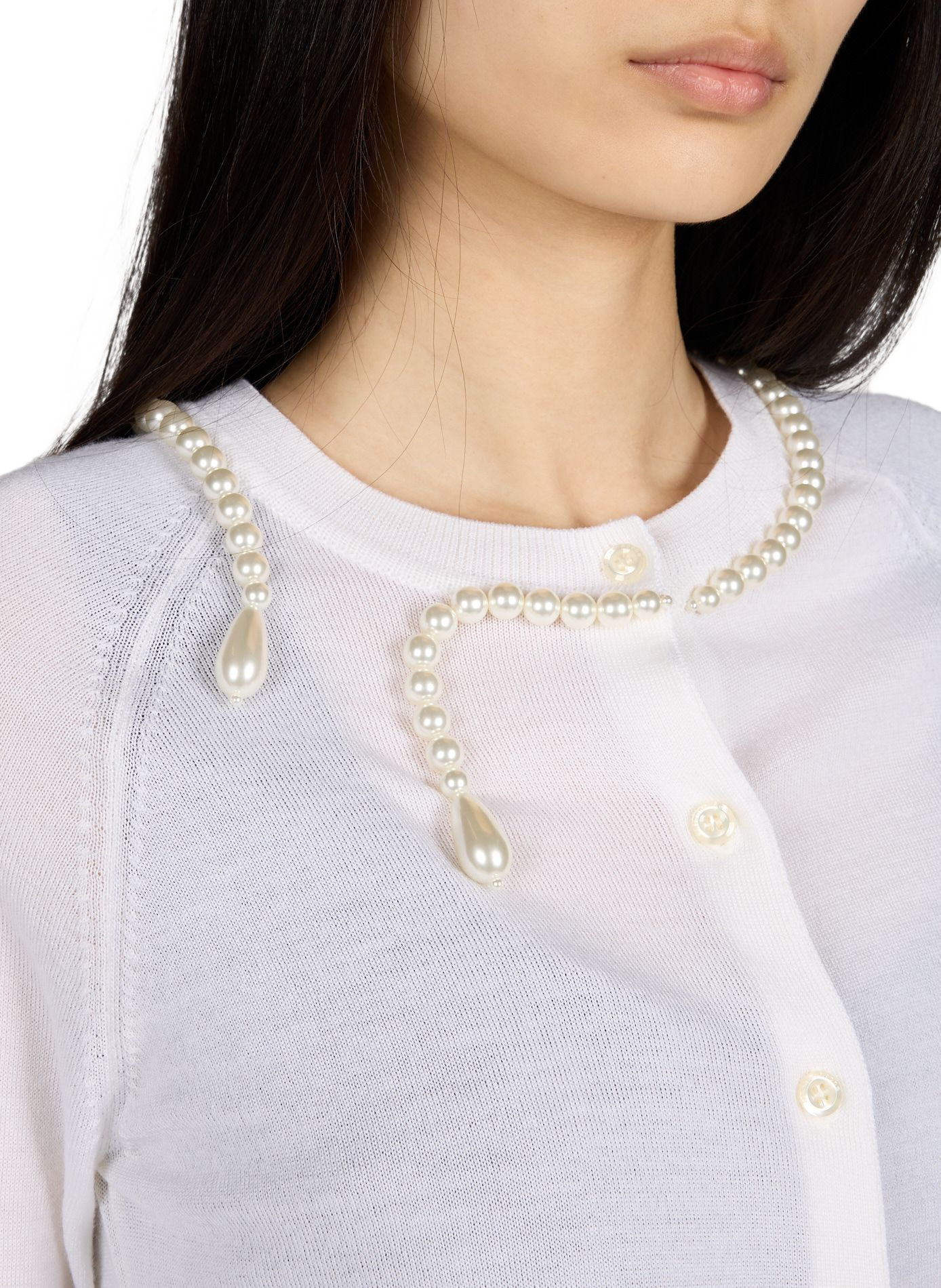 Cardigan in silk and merino wool adorned with pearls SIMONE ROCHA White