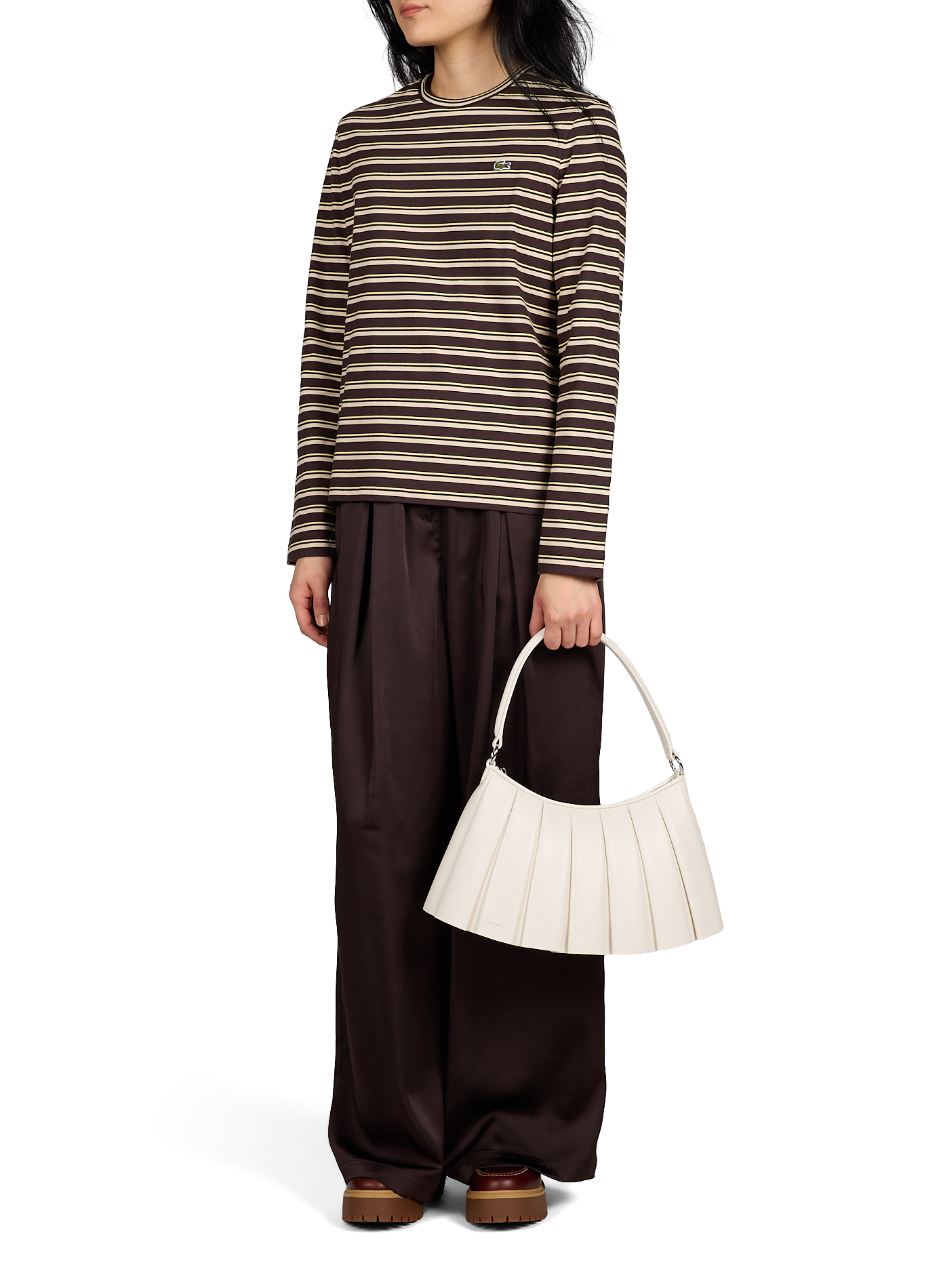 Medium Lenglen sheepskin leather bag LACOSTE Orange