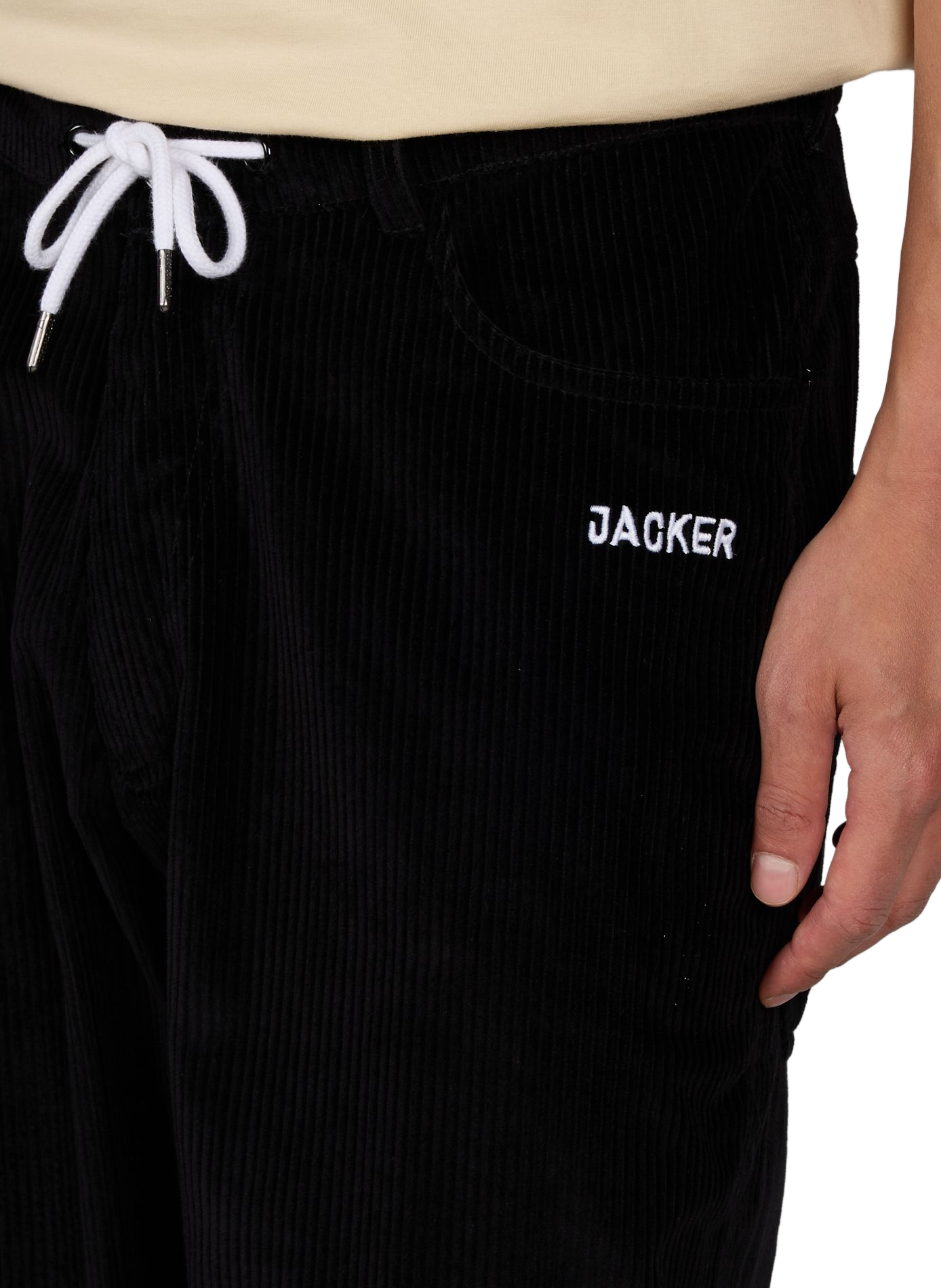 Corduroy pants with cotton embroideries JACKER. Black