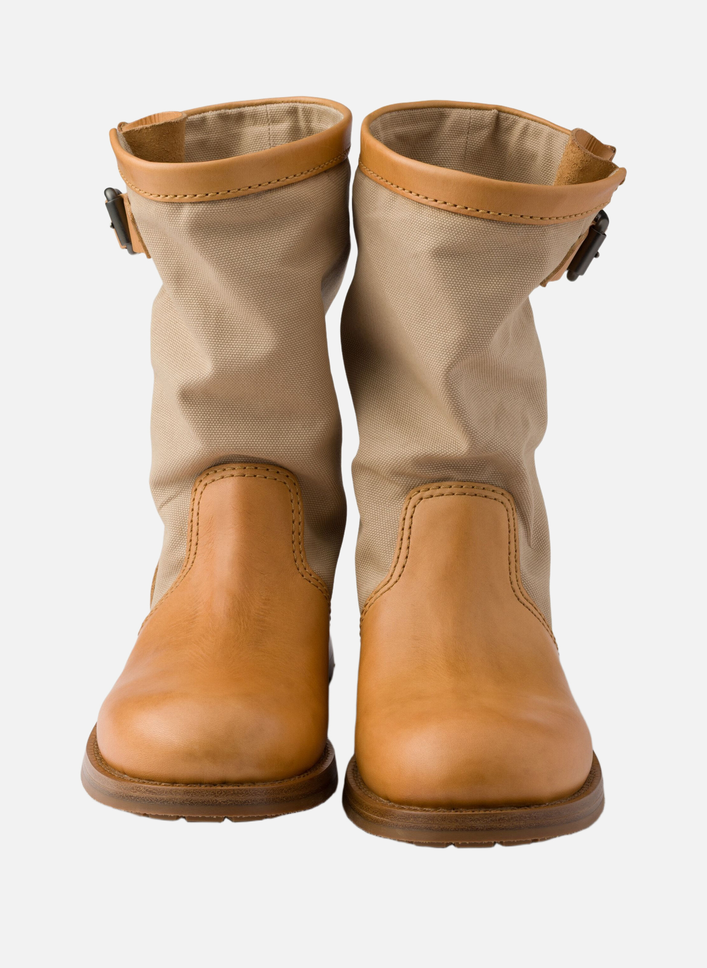 Bottes en cuir et toile PRADA Beige