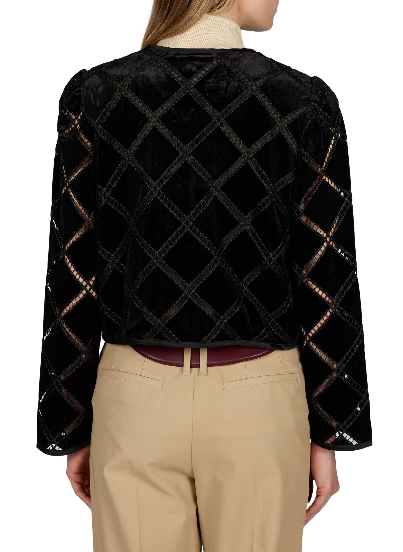 Short velvet vest with openwork embroidery BAUM UND PFERDGARTEN Black