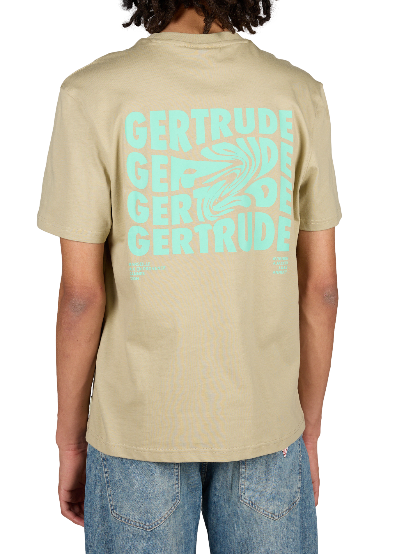 Biker-style cotton t-shirt GERTRUDE ET GASTON Beige
