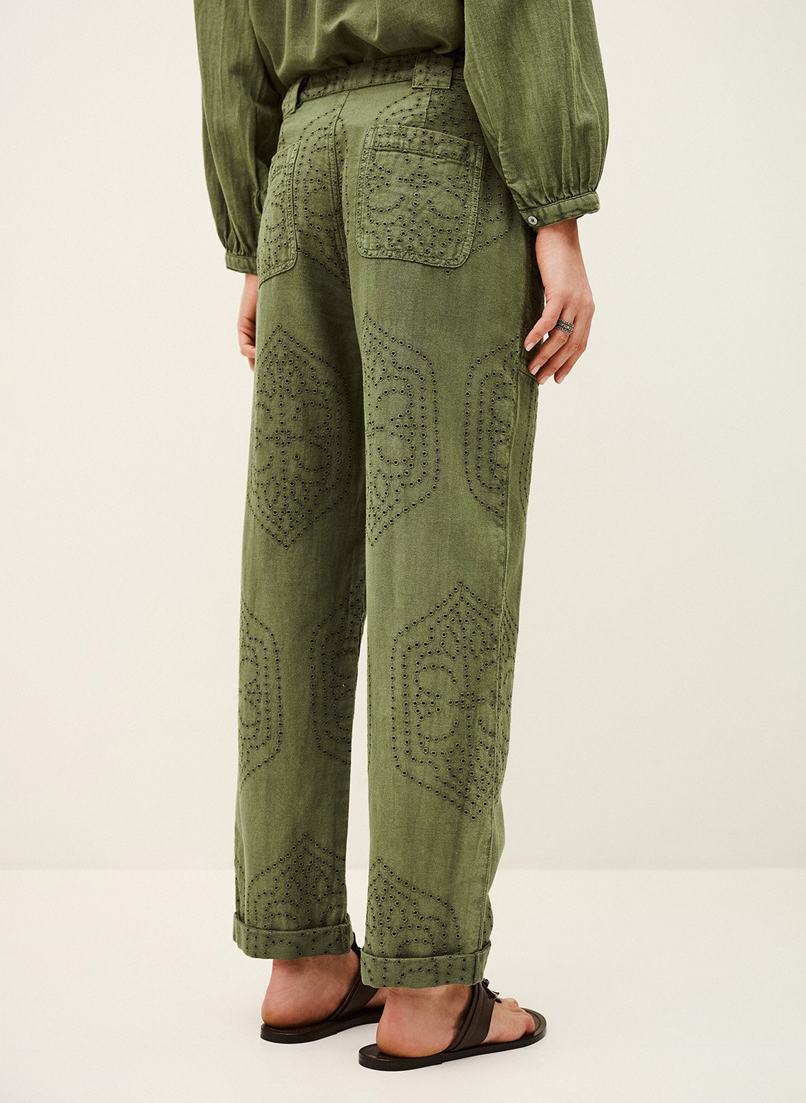 Pantalon droit en coton giany Kaki