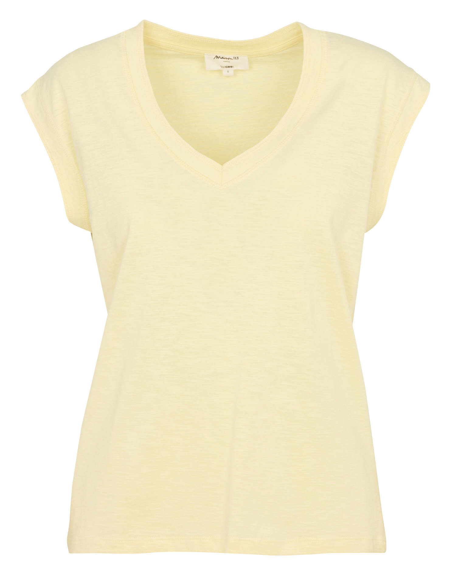 Tee-shirt col v en coton delya Jaune