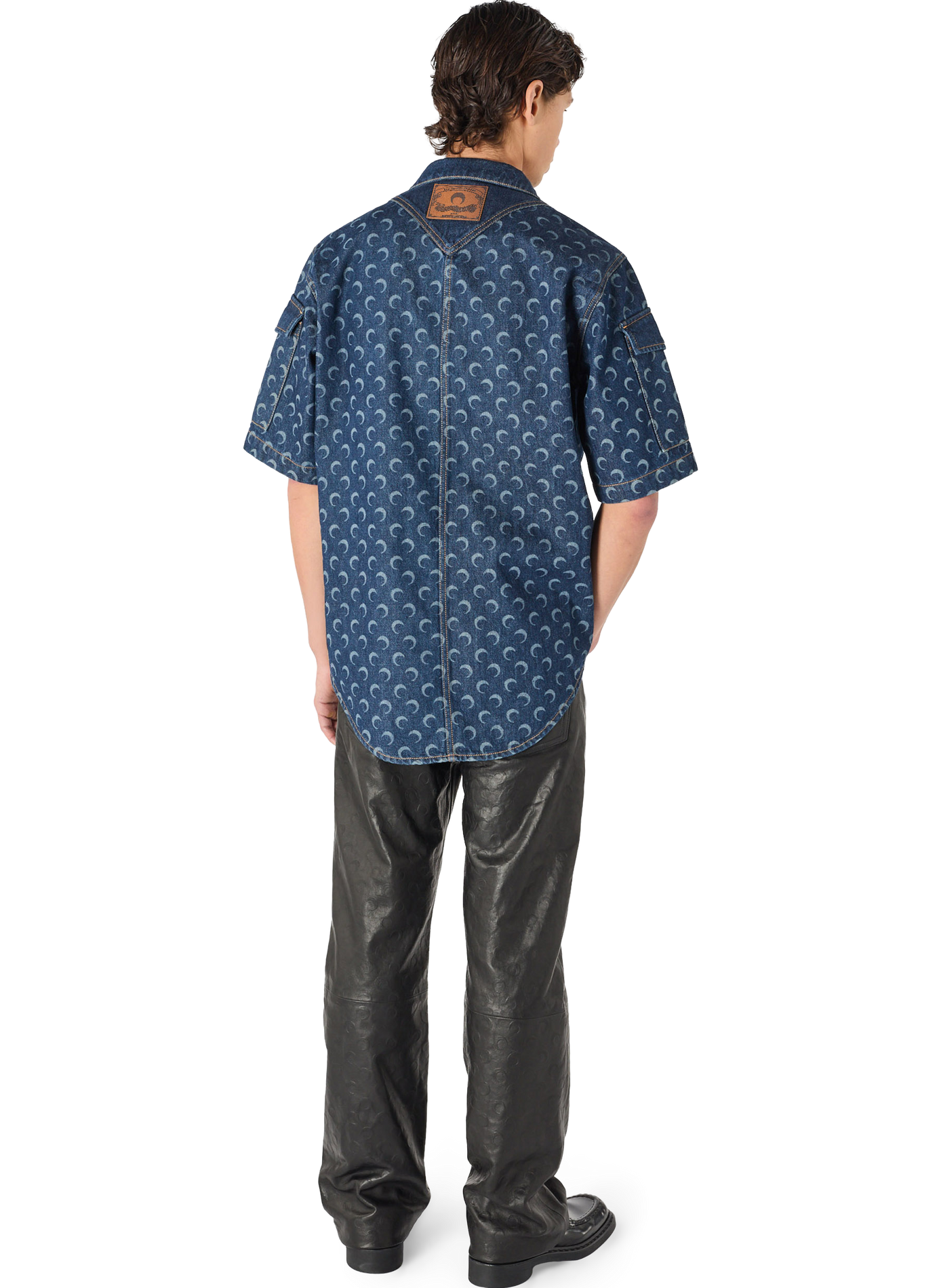 Chemise ample à manches courtes en denim bleu nuit MARINE SERRE Bleu