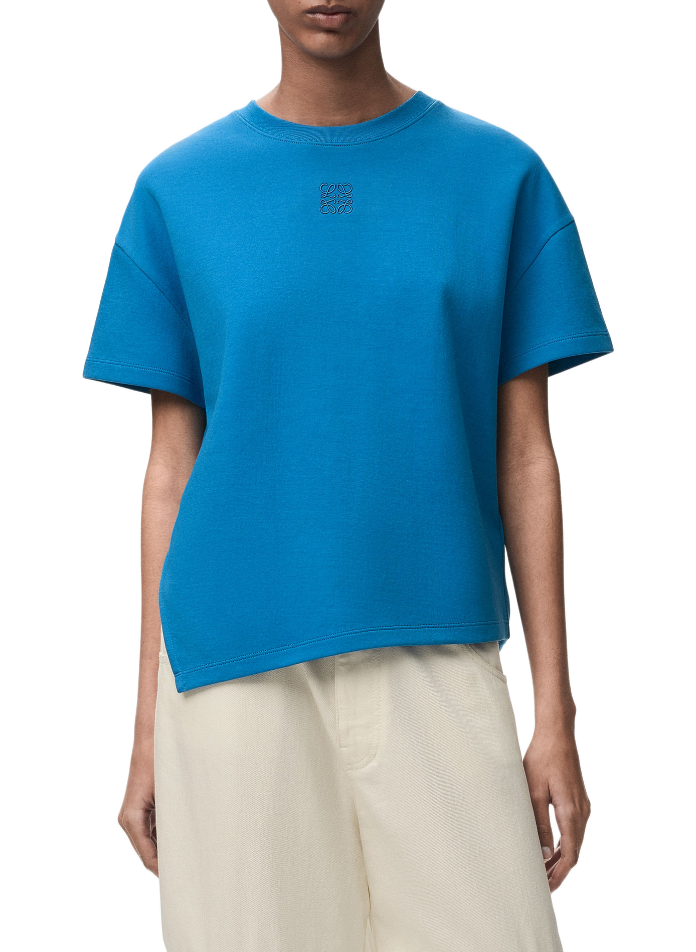 Asymmetric blended cotton T-shirt LOEWE Blue