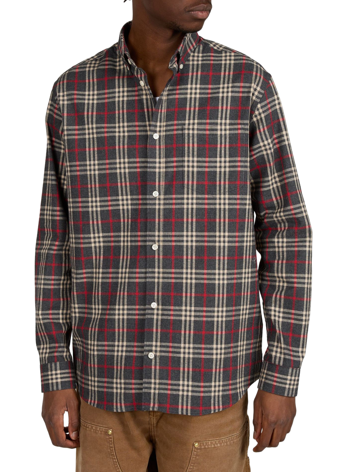 Iflane checkered cotton shirt with American collar | Grey AU PRINTEMPS PARIS Men