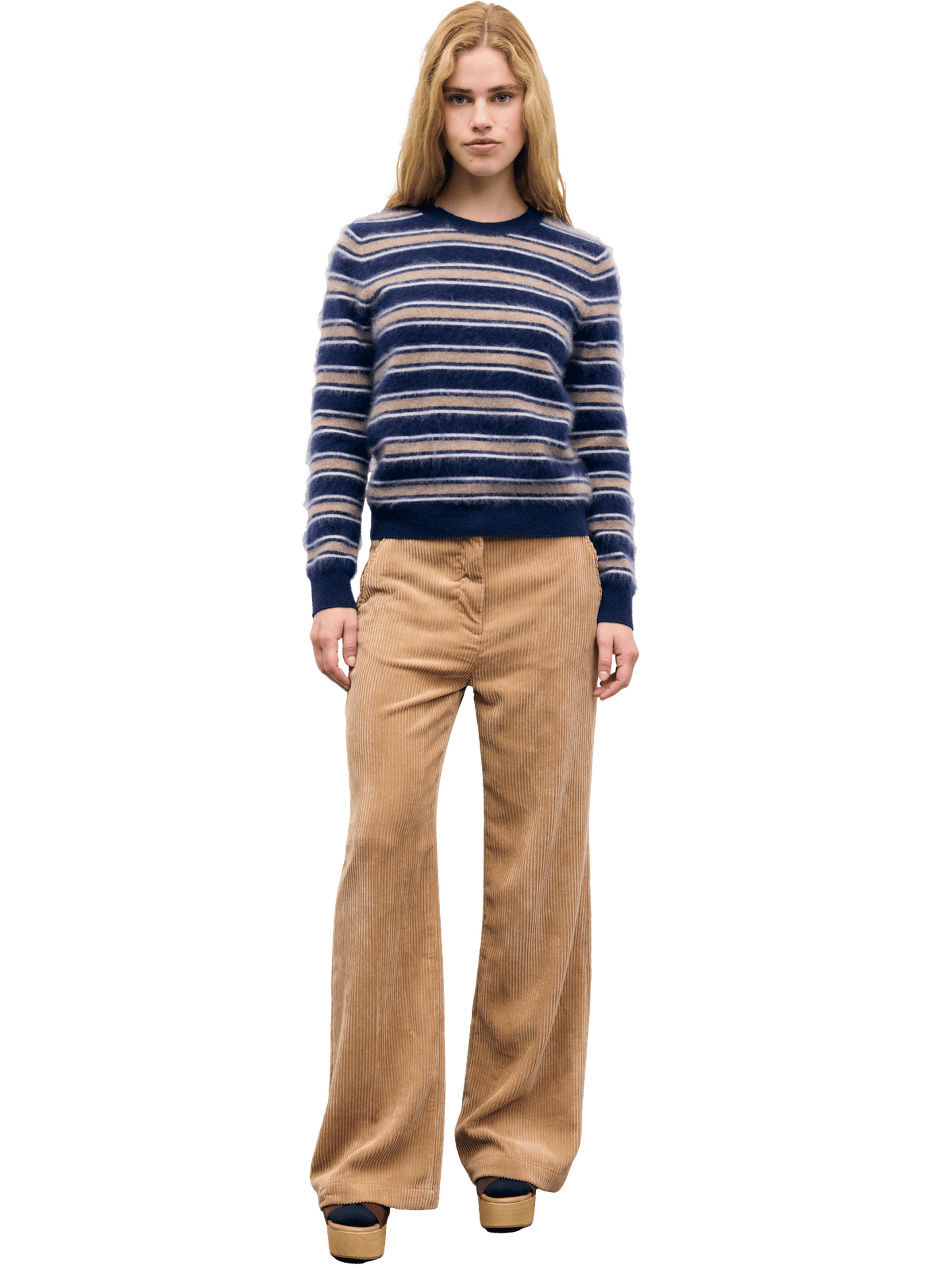 Pull à rayures en laine brossée - rima GERARD DAREL Marron