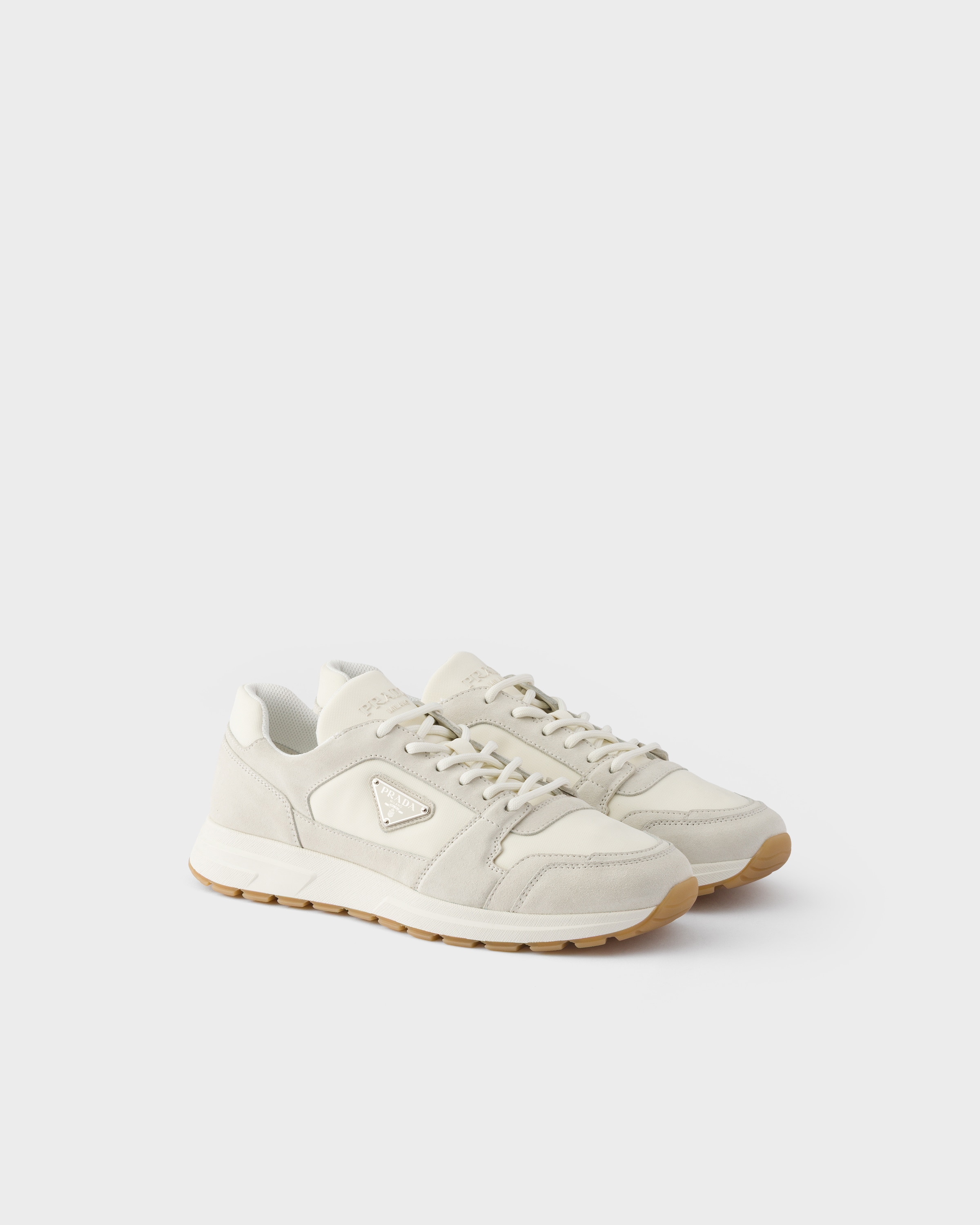 Sneakers prax en daim et re-nylon PRADA Beige