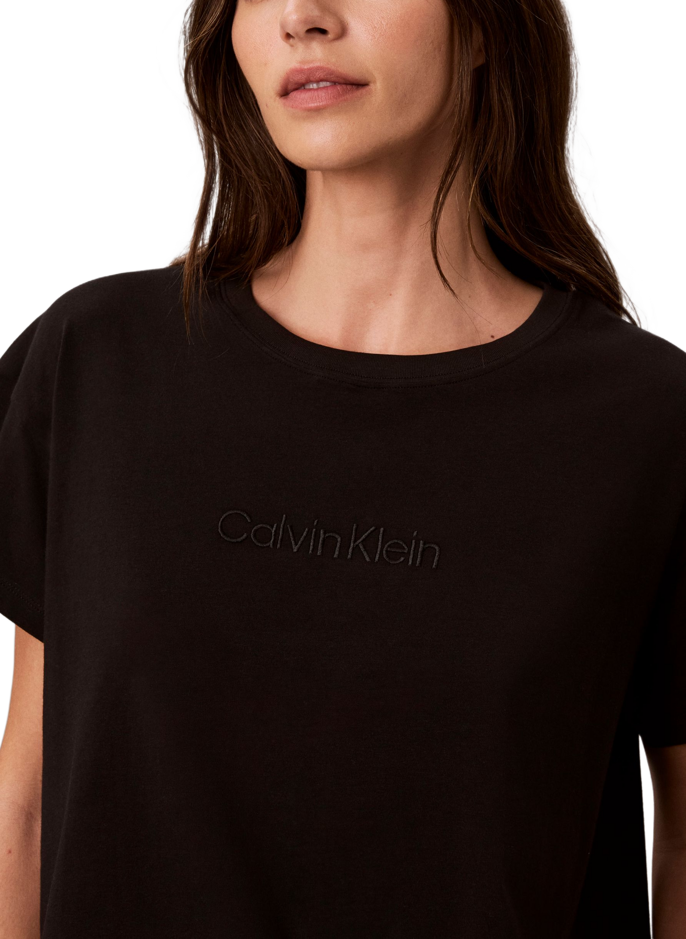 T-shirt with brand embroidery in blended cotton CALVIN KLEIN Black