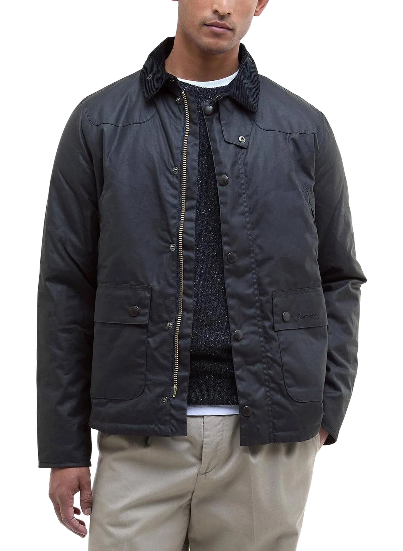 Blouson droit en coton BARBOUR Bleu