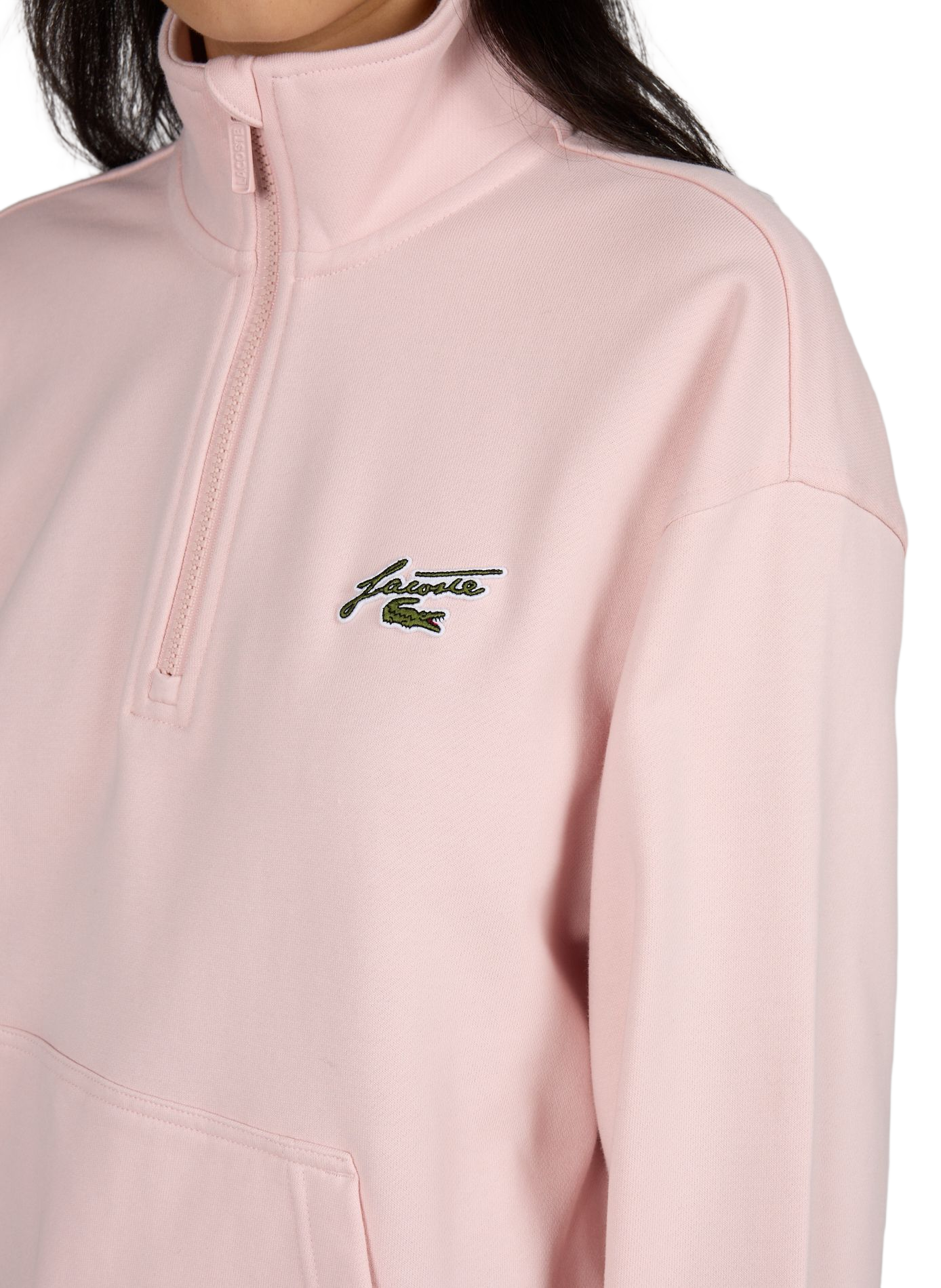 Sweat droit col montant en coton mélangé LACOSTE Rose