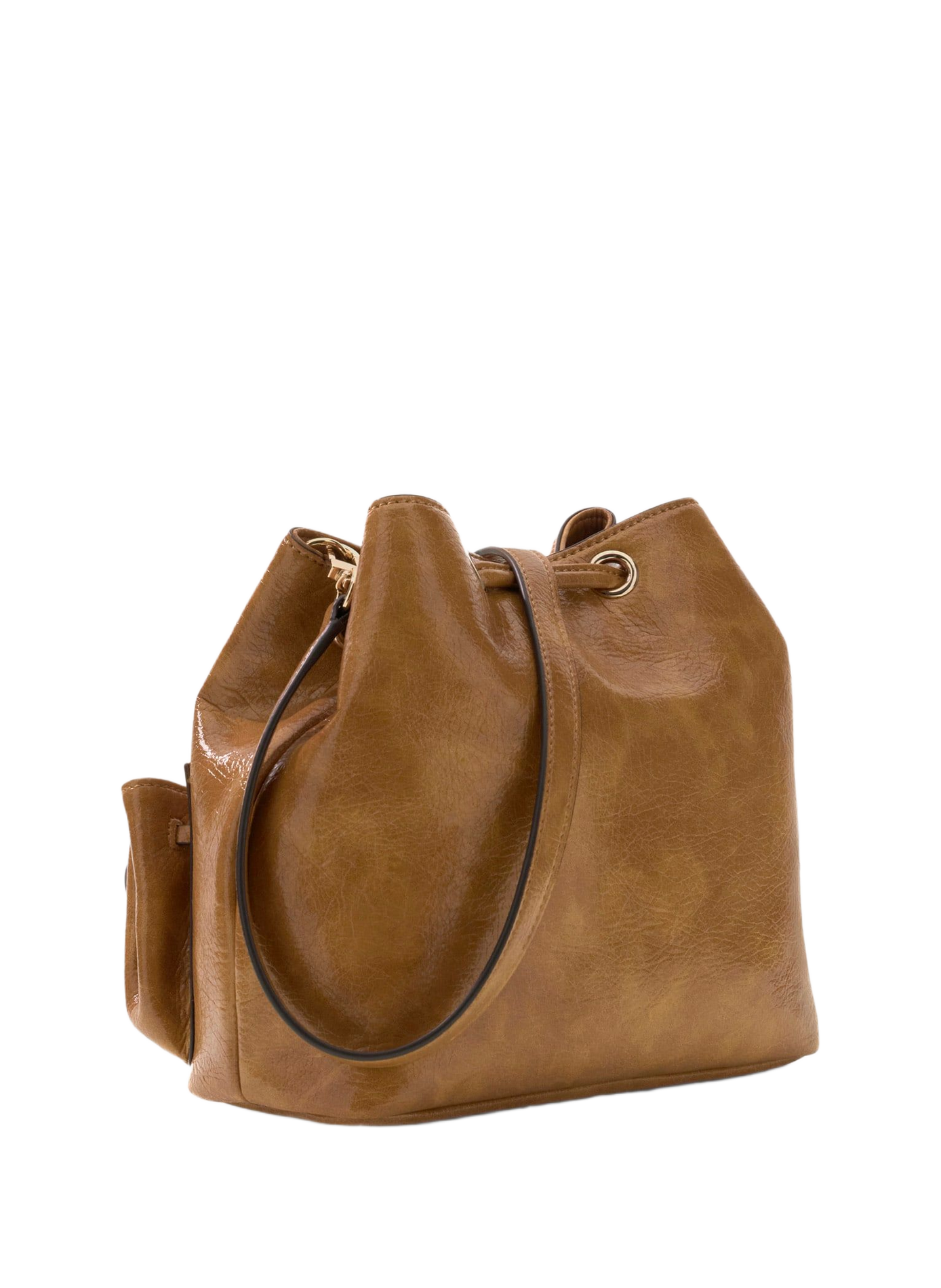 Sac seau effet cuir vernis GUESS Marron