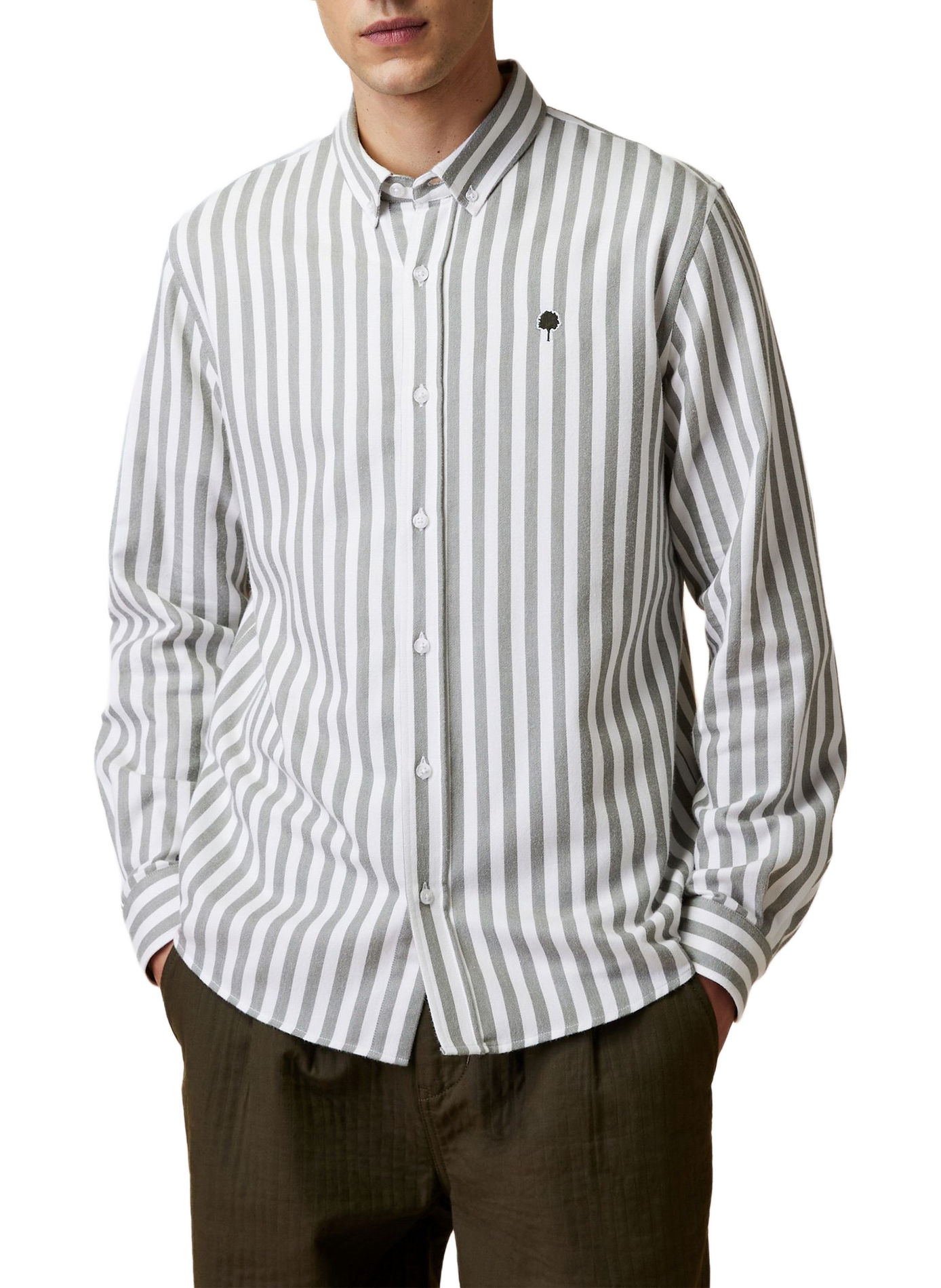 Chemise col américain à rayures FAGUO Vert