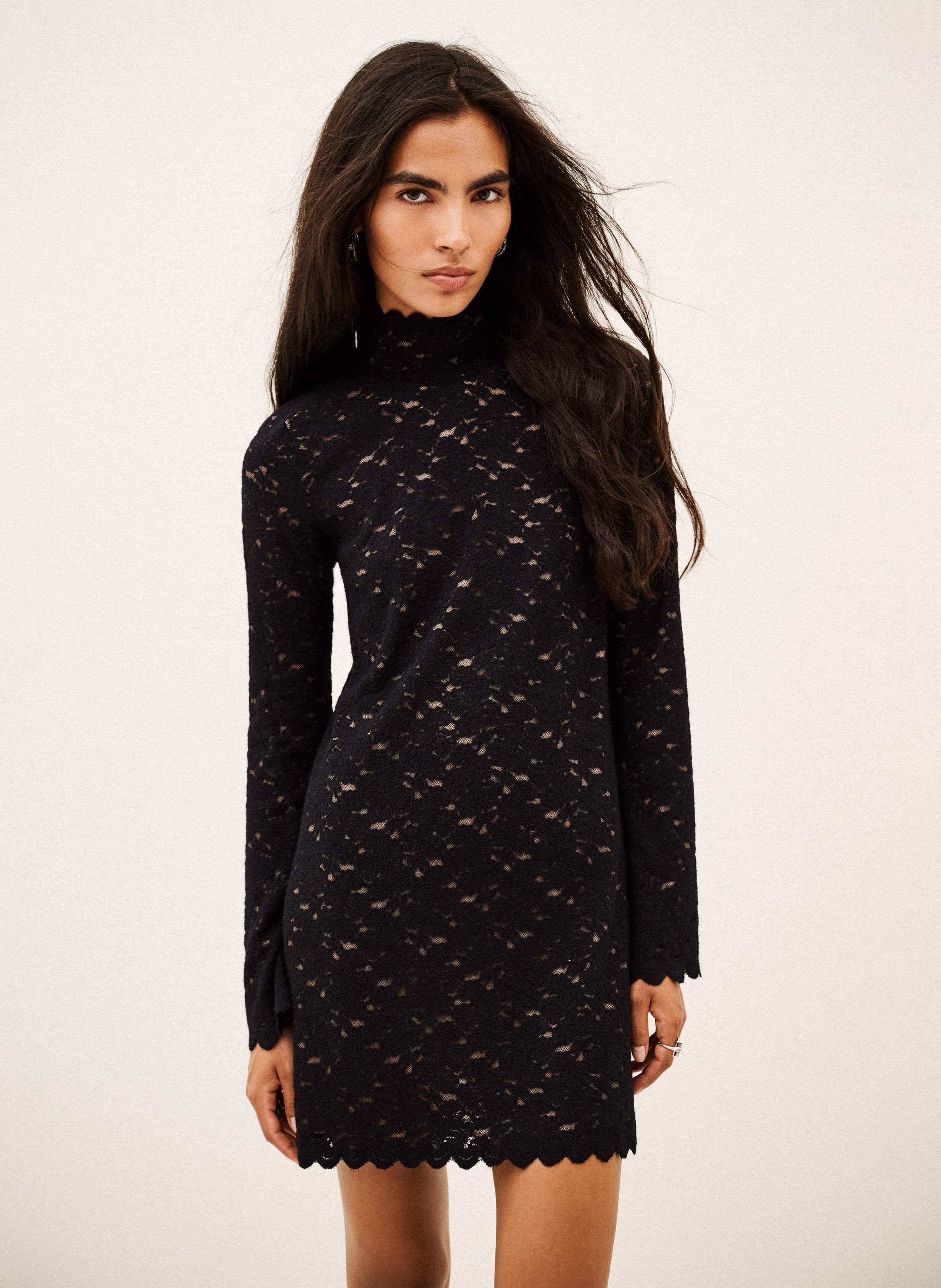 Robe courte droite à dentelle learia BA&SH Noir
