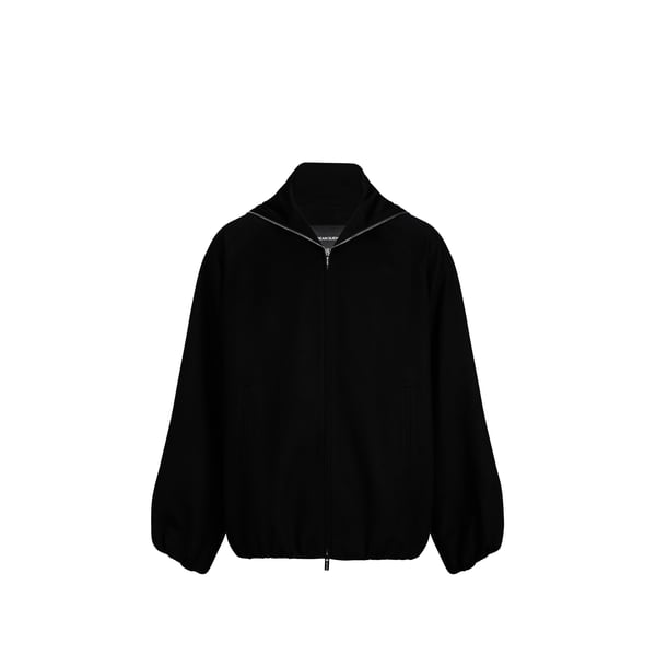 Veste col capuche en laine mélangée Veste col capuche en laine mélangée