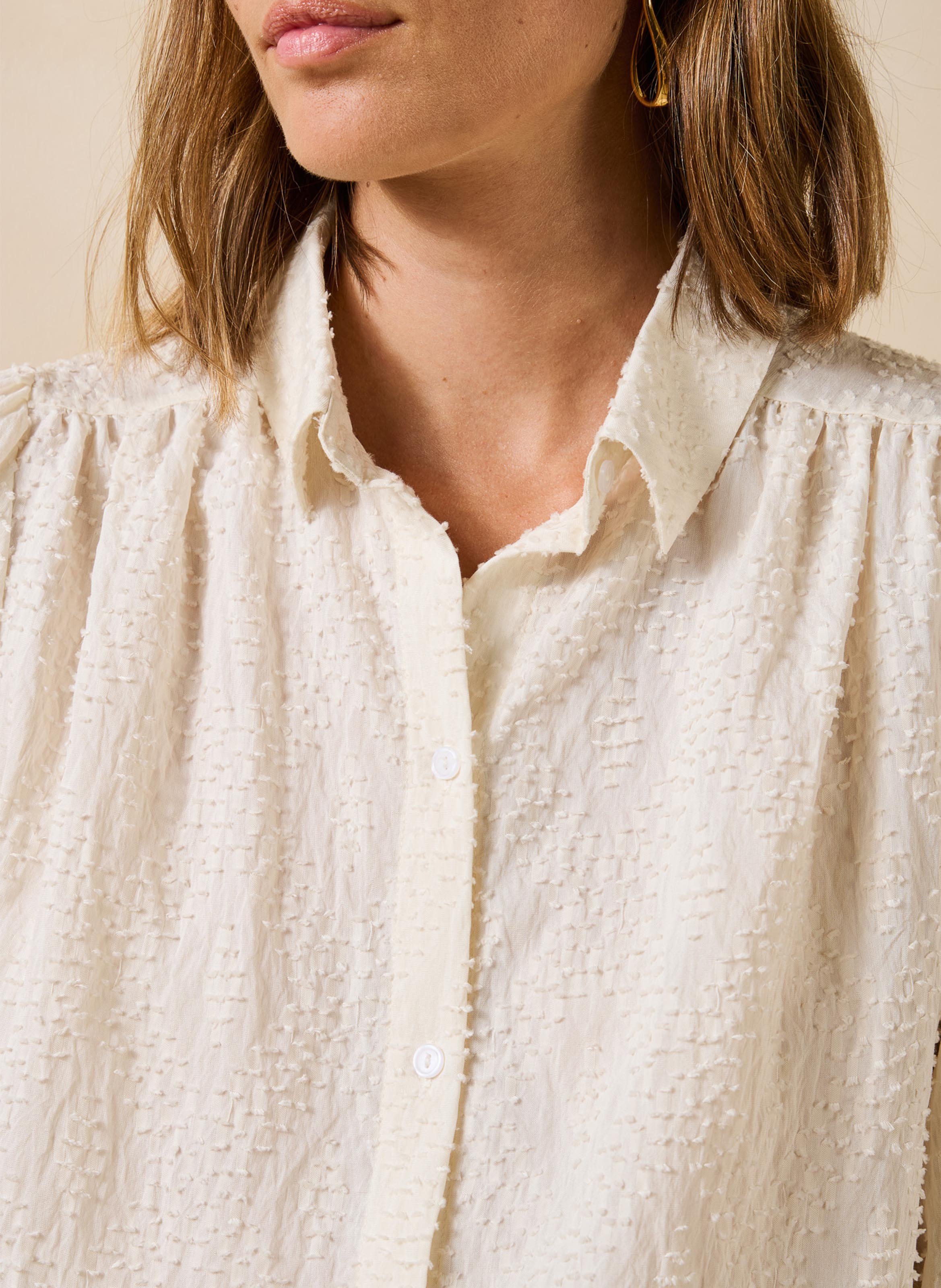 Recht shirt met lange mouwen LA FEE MARABOUTEE Wit