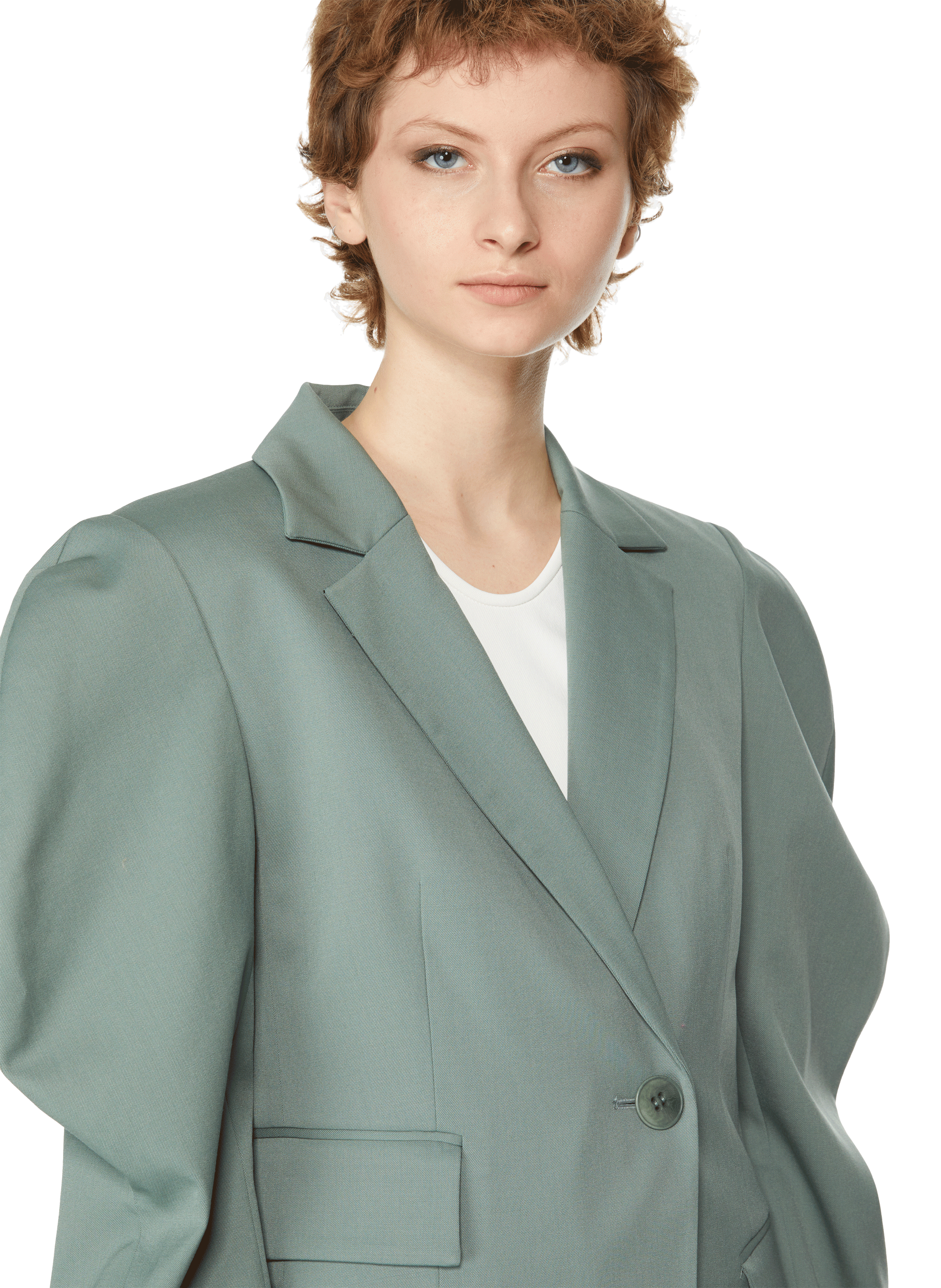 Wool blazer with scalloped sleeves TIBI Green