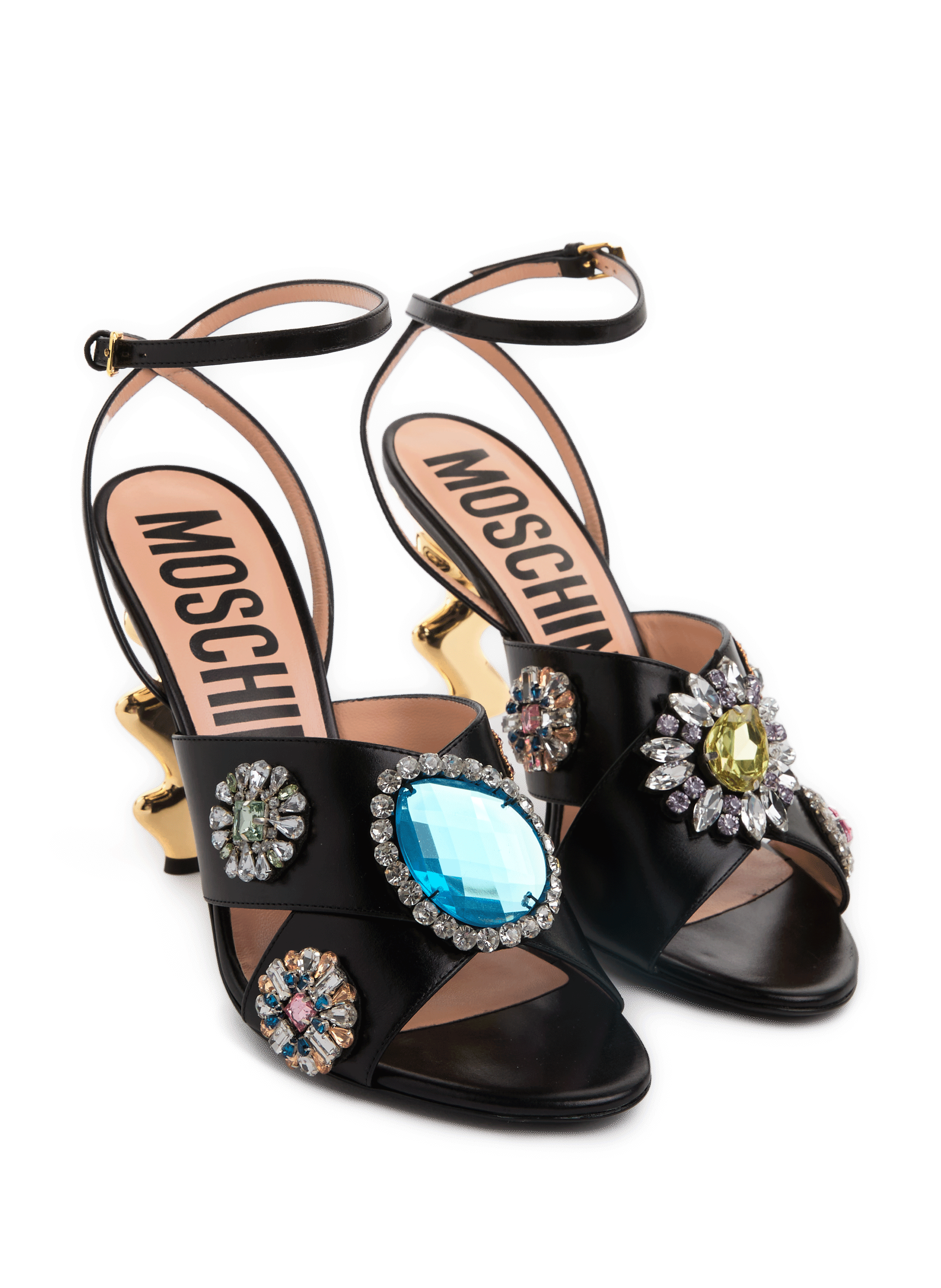 Sandales à talons bi-matière