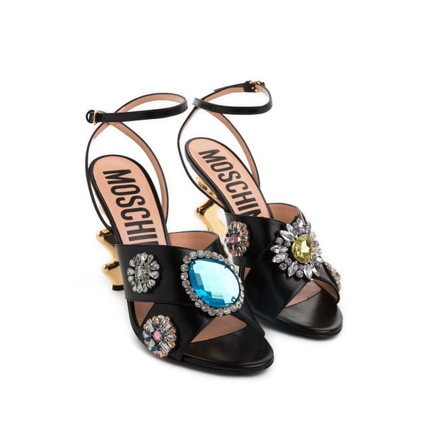 Sandales à talons bi-matière