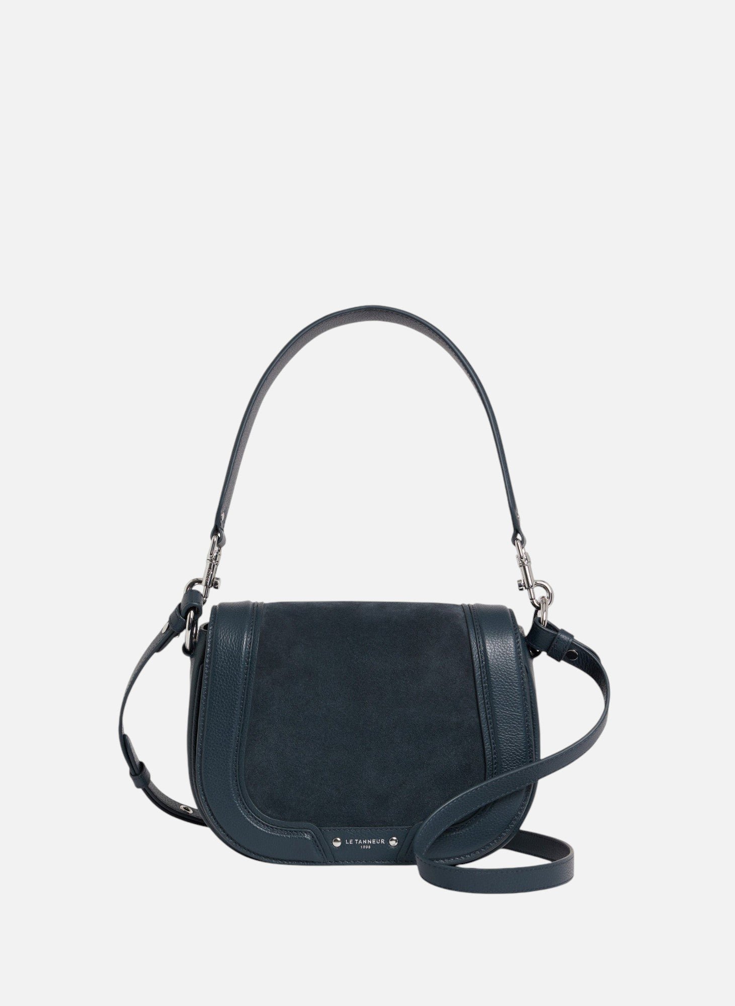 Sac bandoulière moyen modèle ella en cuir grainé et nubuck LE TANNEUR Bleu