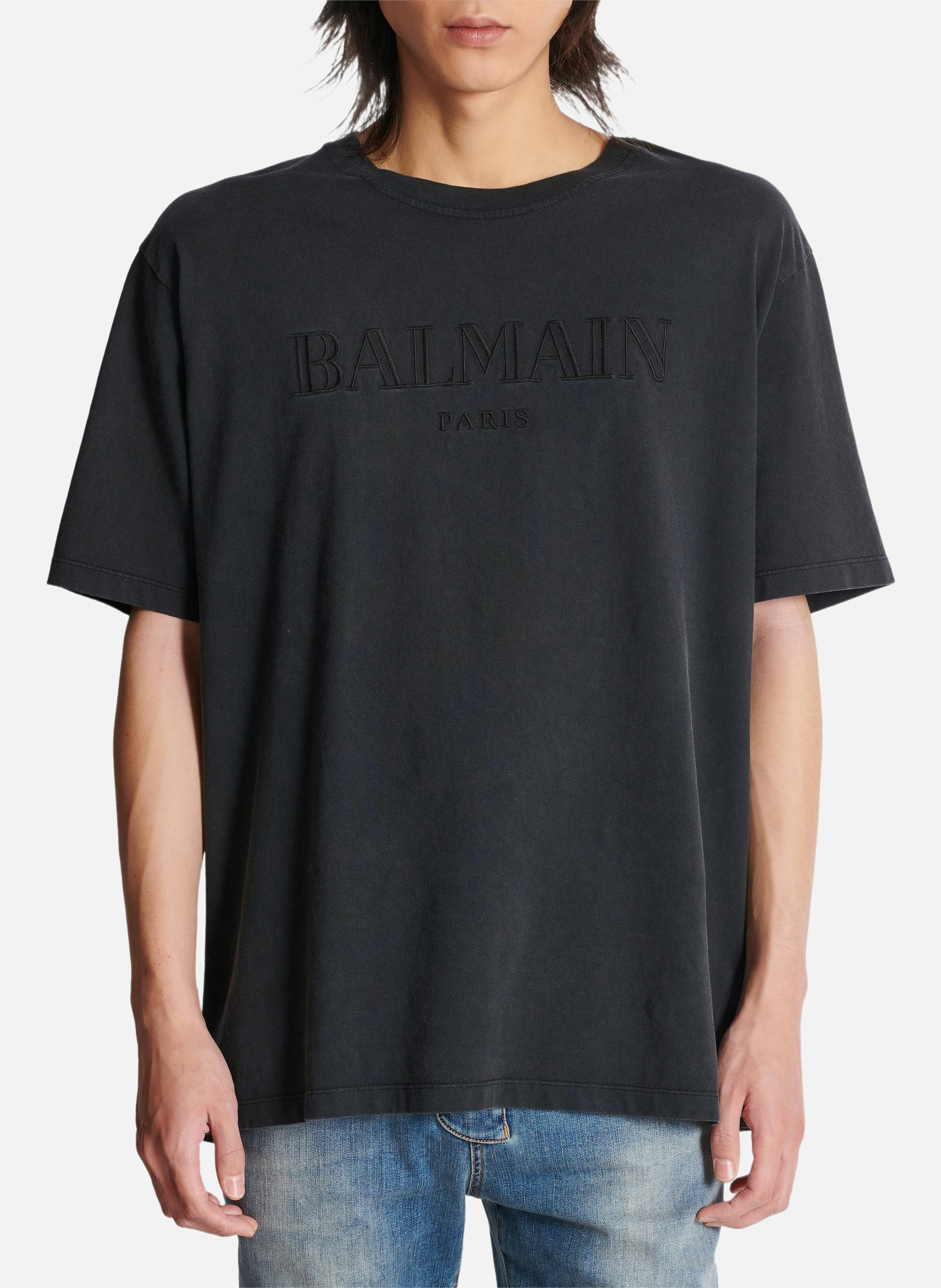 T-shirt brodé balmain vintage BALMAIN Gris
